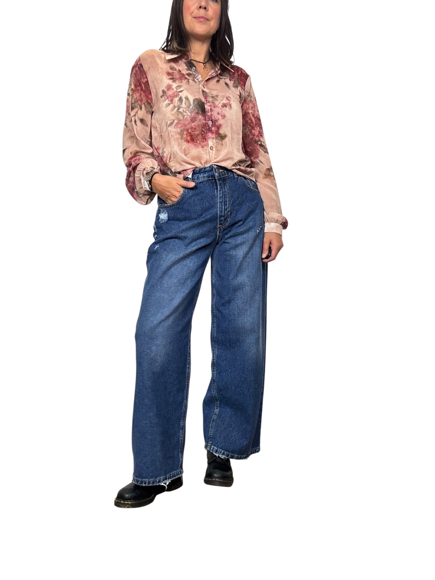 JEANS A PALAZZO CON ROTTURE SUSY MIX