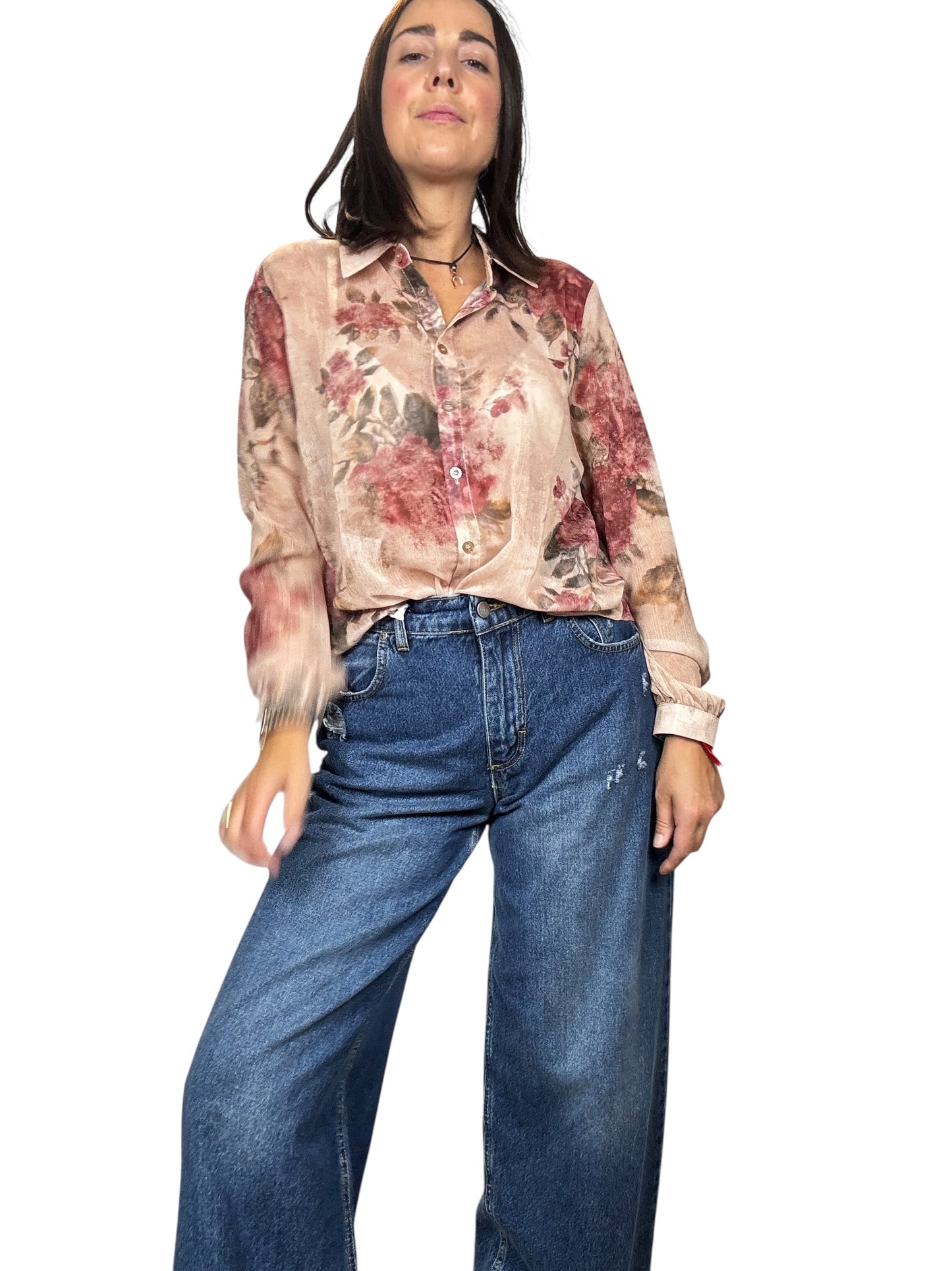 CAMICIA A FIORI SUL ROSA SUSY MIX
