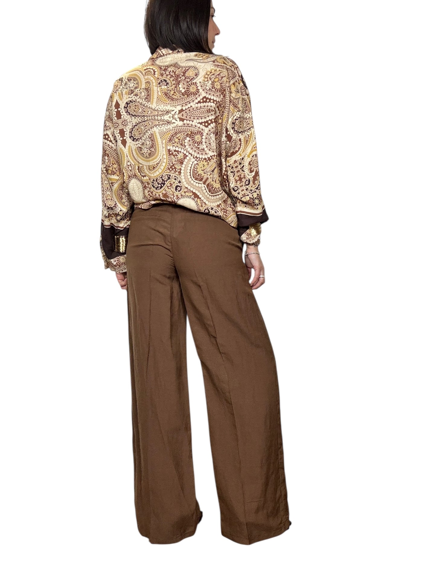 PANTALONE A PALAZZO MISTO LINO TENSIONE IN