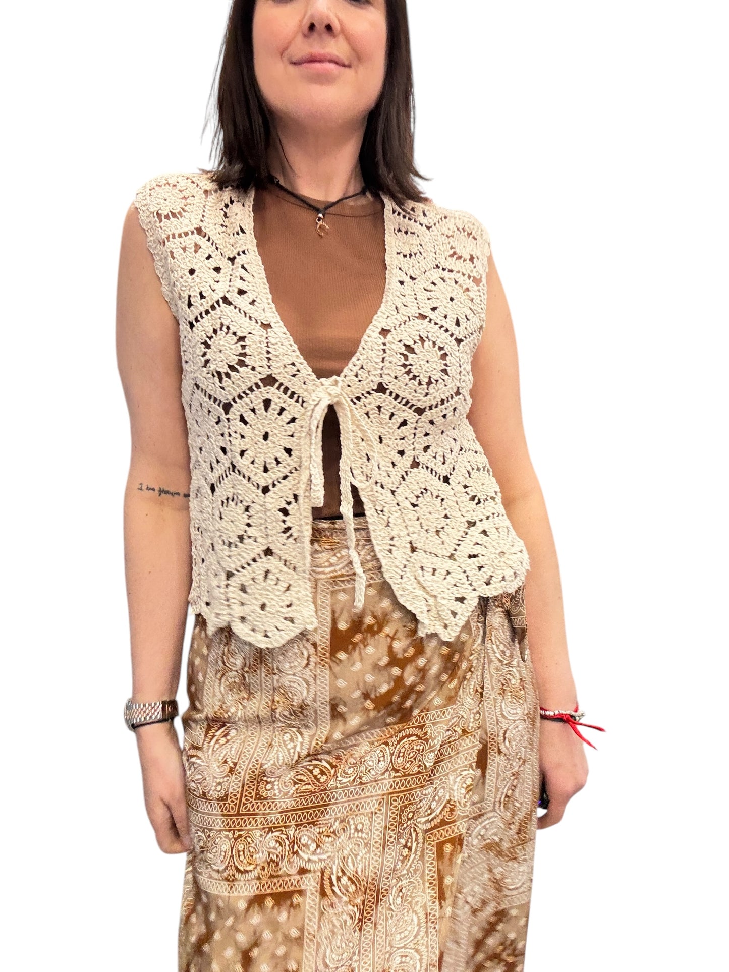 GILET IN CROCHET CON LACCIO SUSY MIX