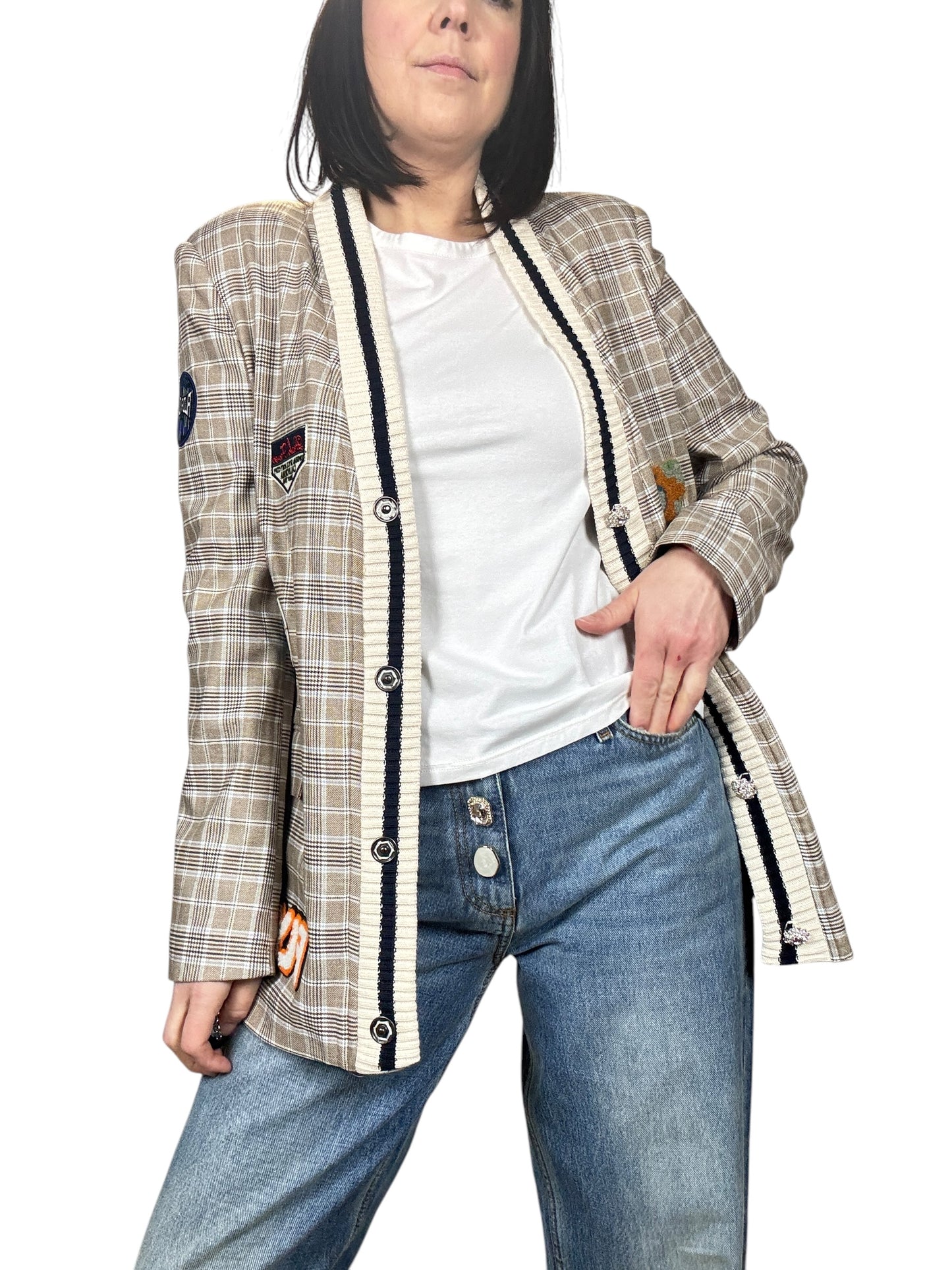 GIACCA QUADRI CON PATCH VICOLO