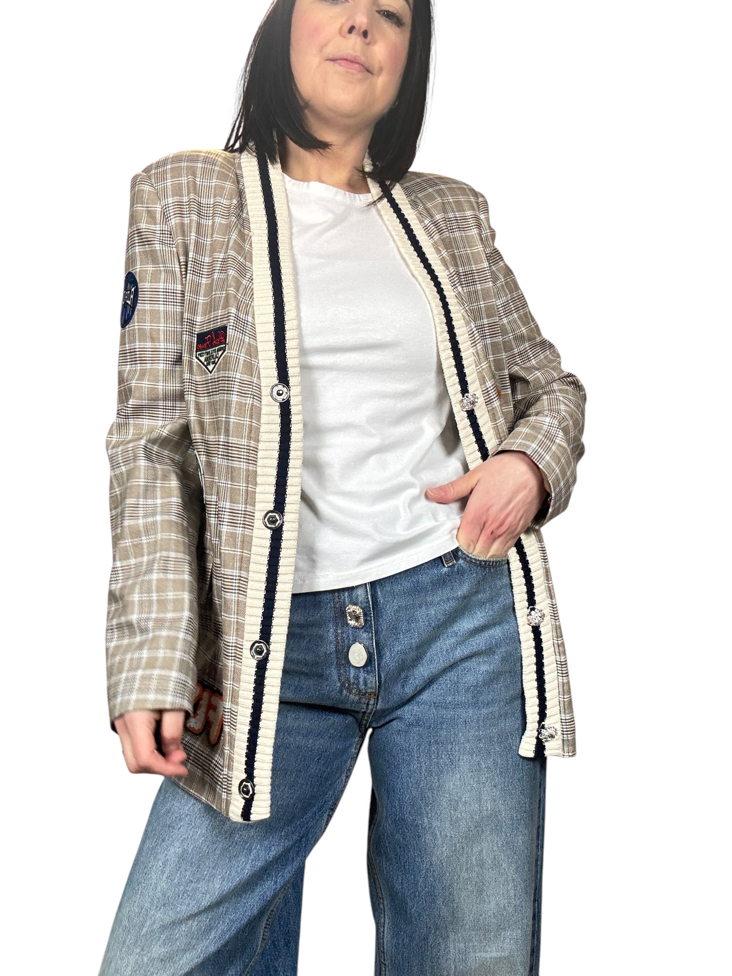 GIACCA QUADRI CON PATCH VICOLO