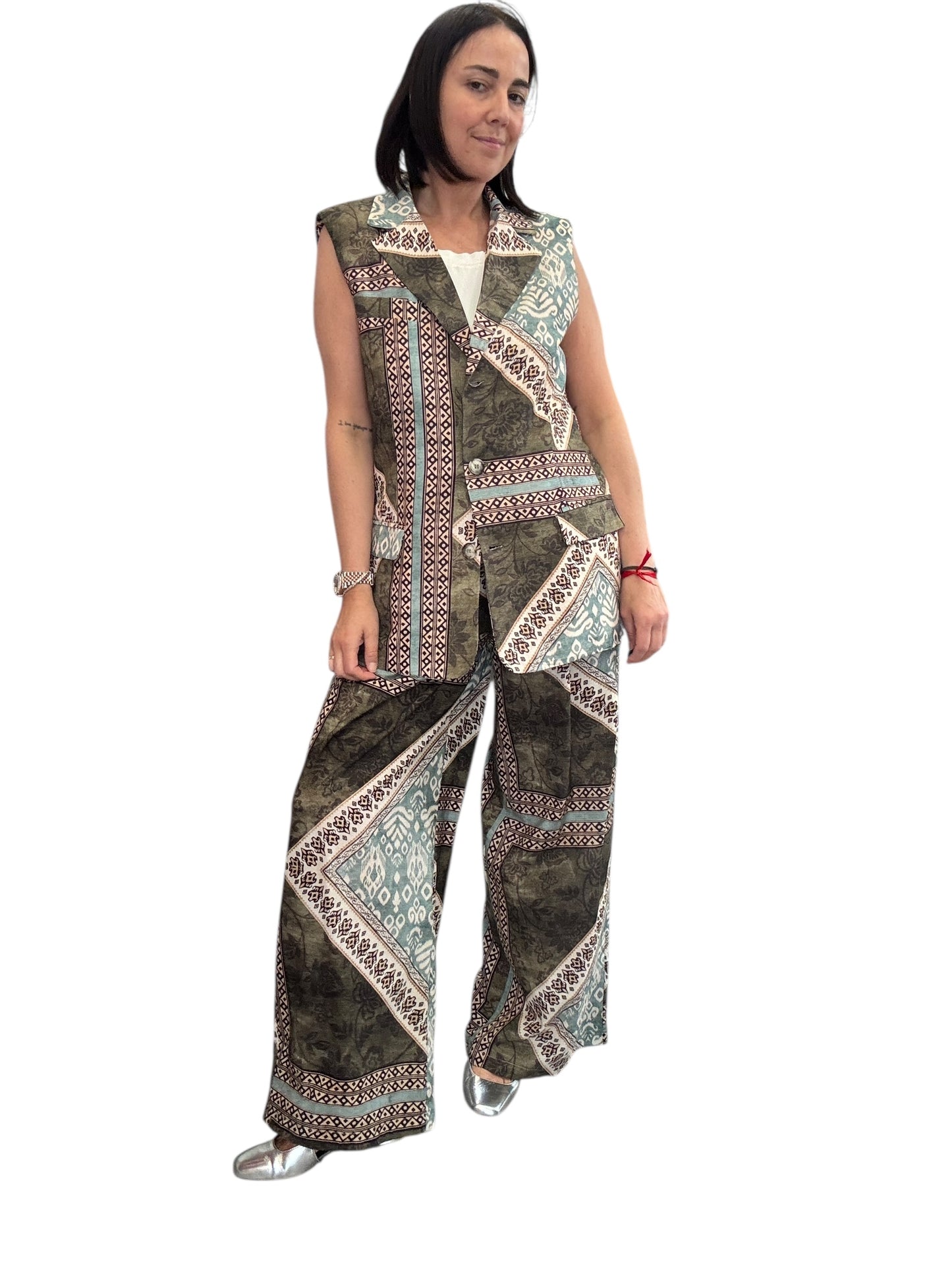 GILET STAMPA VERDE-AZZURRA VICOLO