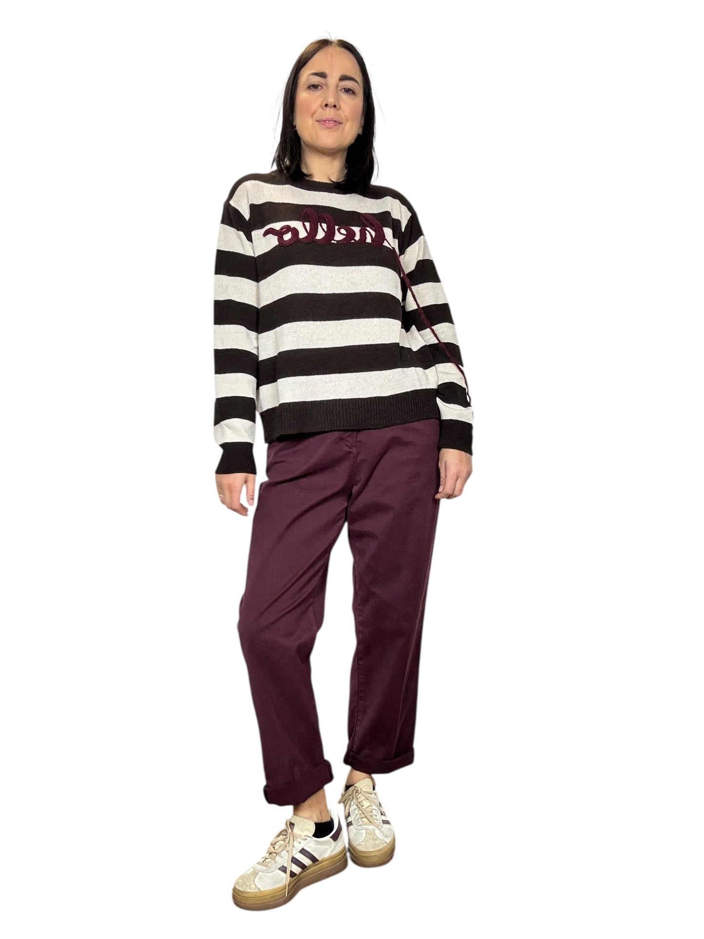 MAGLIA RIGATA CON SCRITTA SUSY MIX