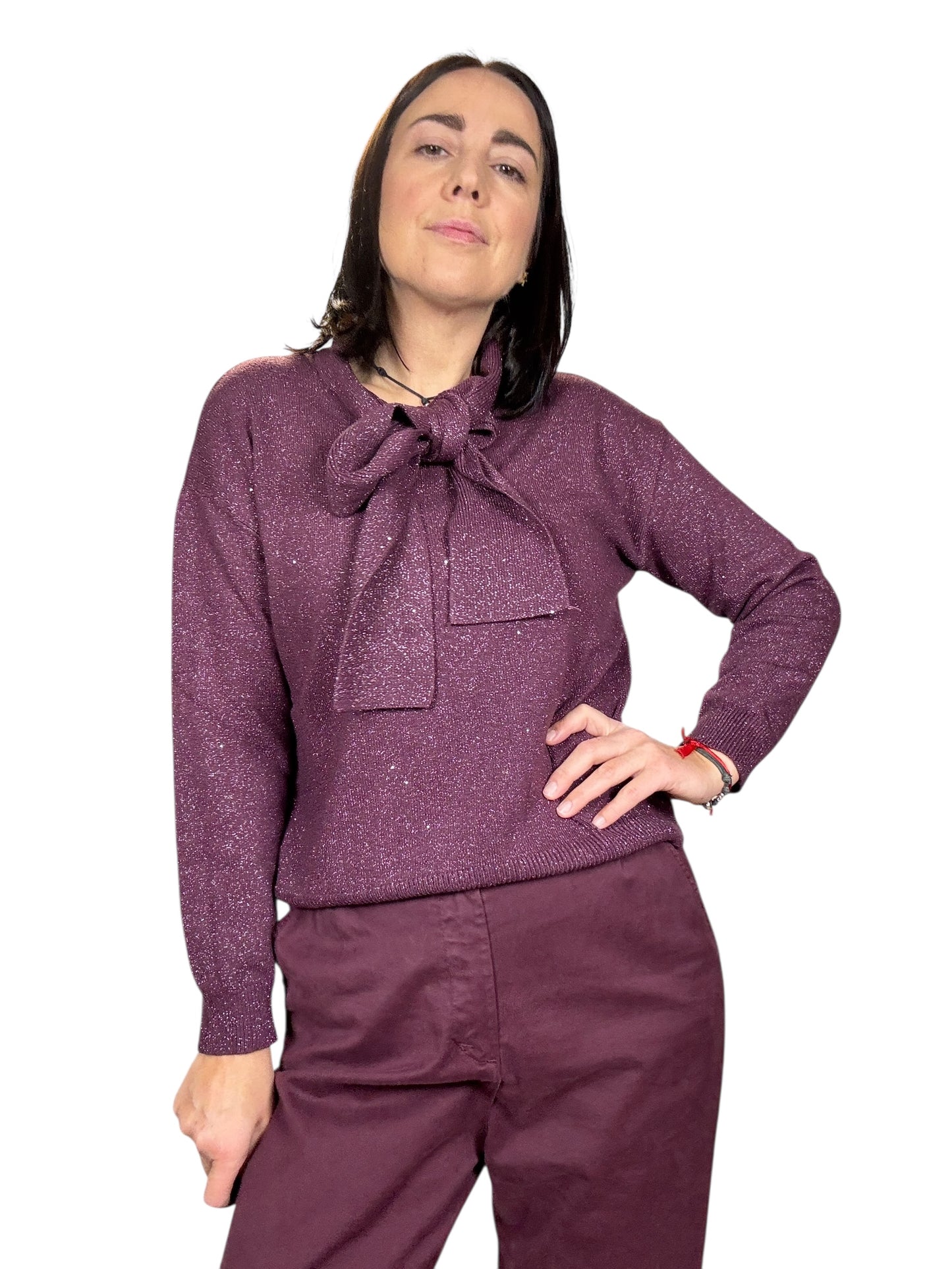 MAGLIA IN LUREX CON FIOCCO SUSY MIX