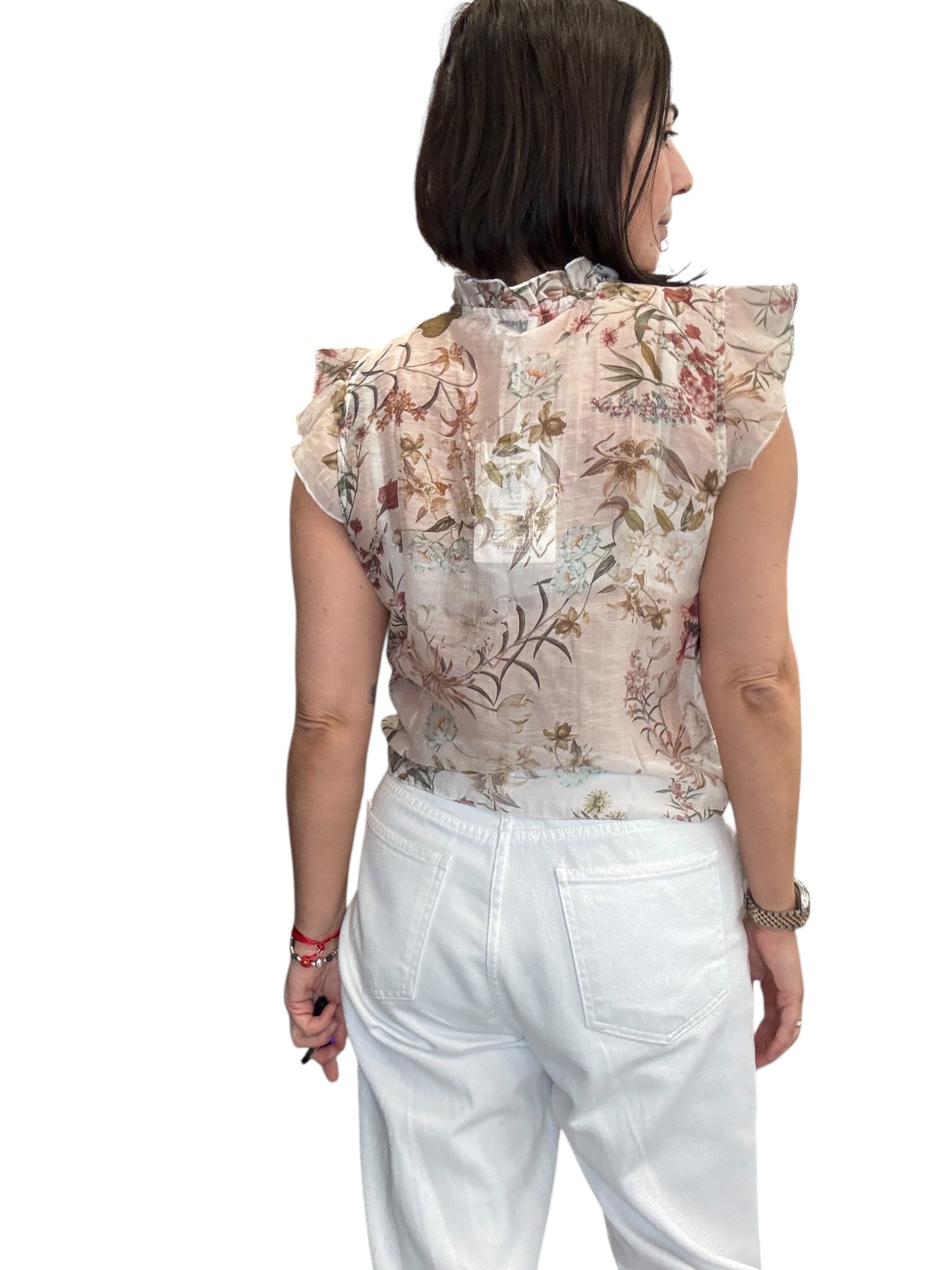 CAMICIA SMANICATA A FIORI CON ROUGES SUSY MIX