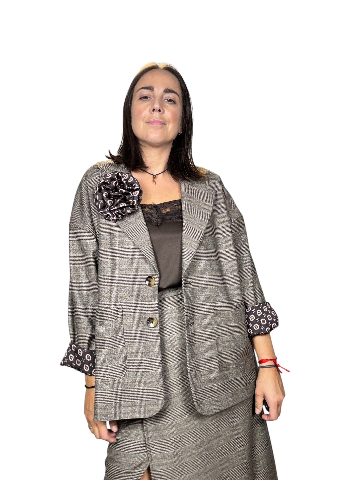 GIACCA OVER CHECK CON SPILLA SUSY MIX