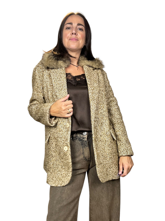 GIACCA SPINATA COLLO IN ECOPELLICCIA SUSY MIX