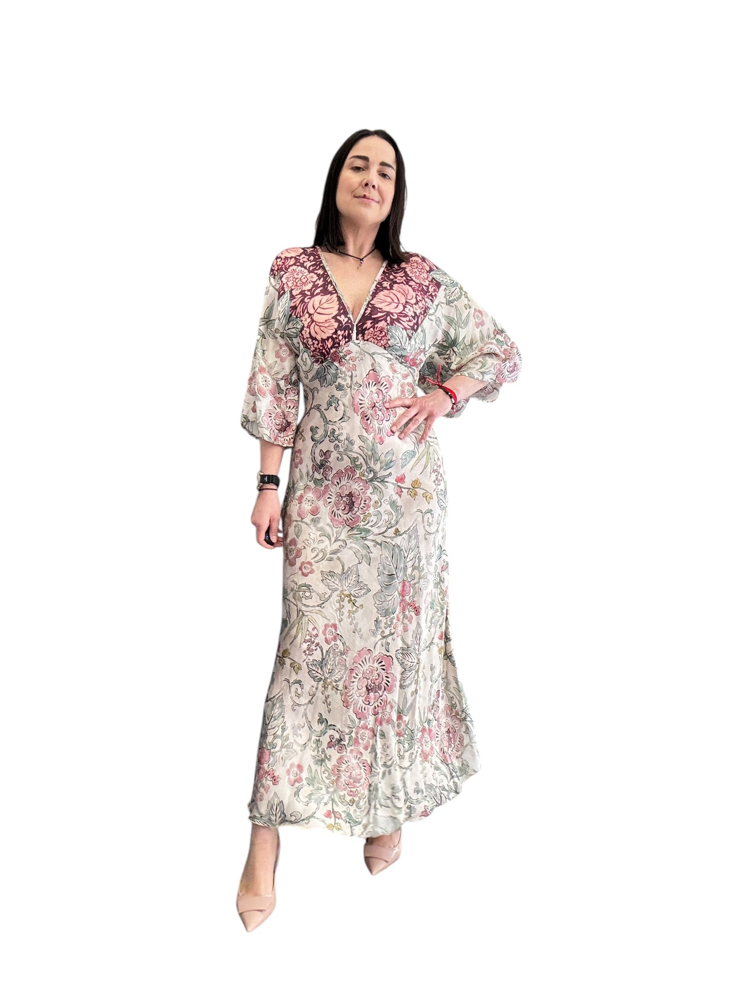 ABITO A KIMONO STAMPA FLOREALE TENSIONE IN