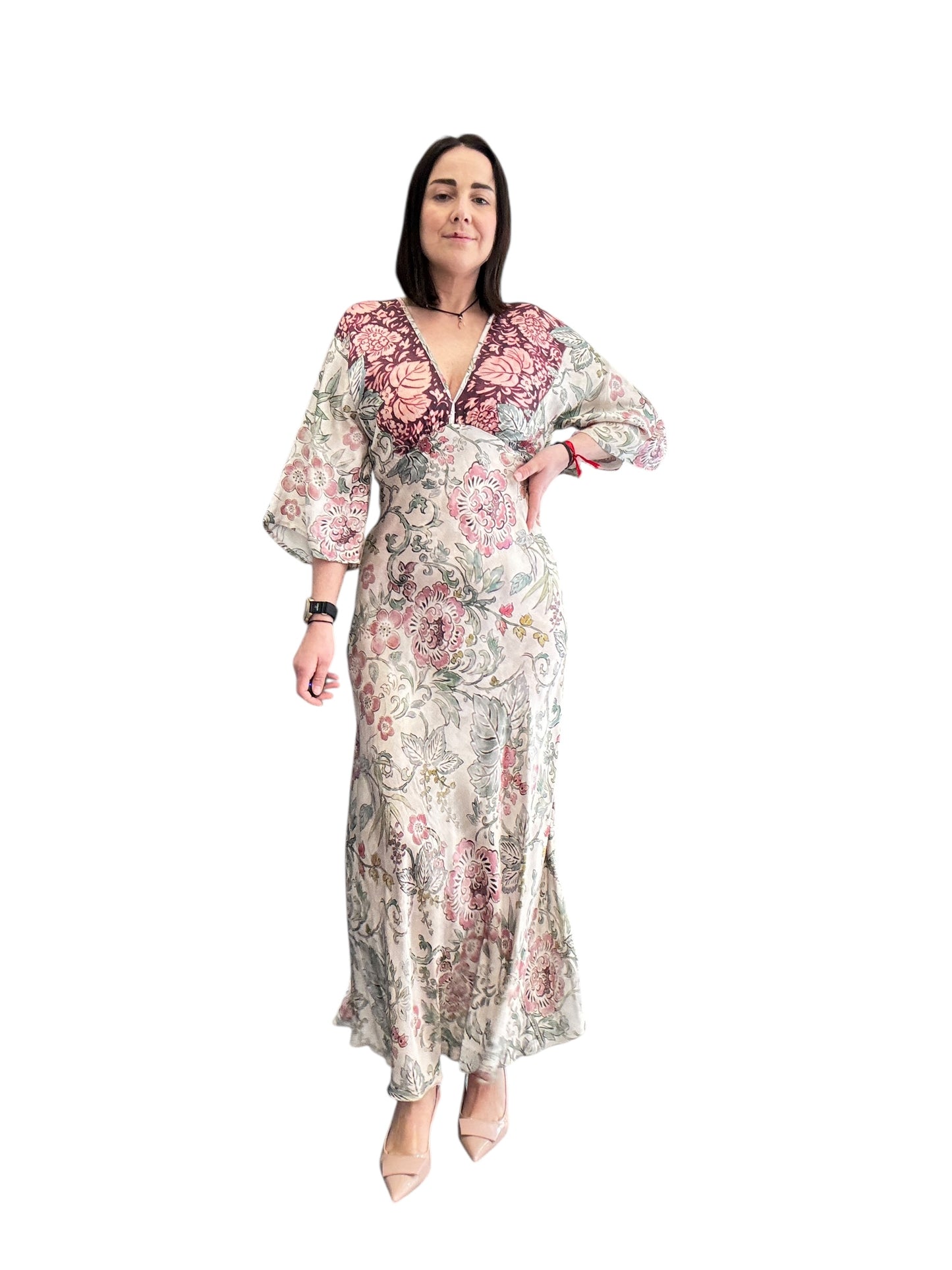 ABITO A KIMONO STAMPA FLOREALE TENSIONE IN