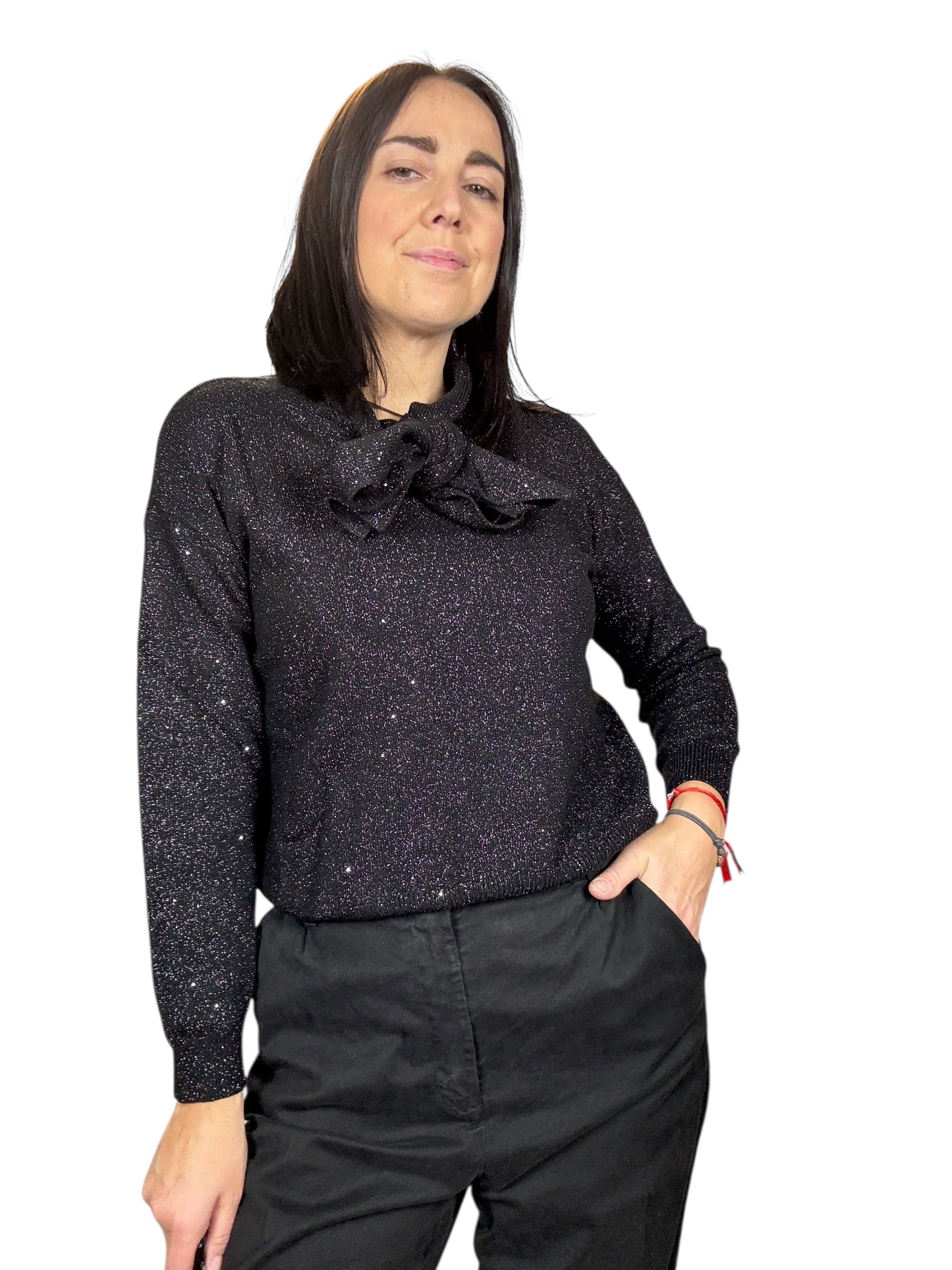 MAGLIA IN LUREX CON FIOCCO SUSY MIX