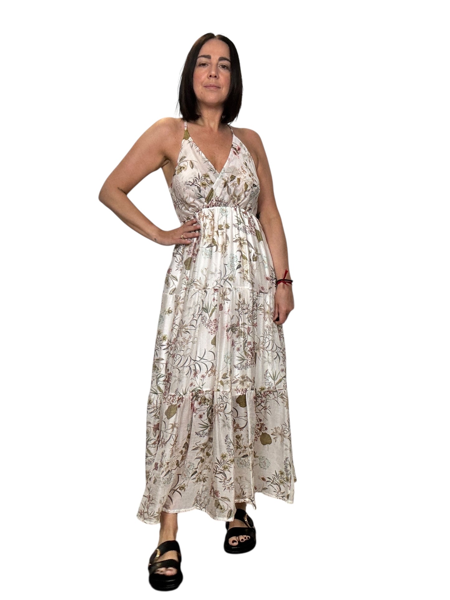 ABITO CON SPALLINA SOTTILE STAMPA FLOREALE SUSY MIX