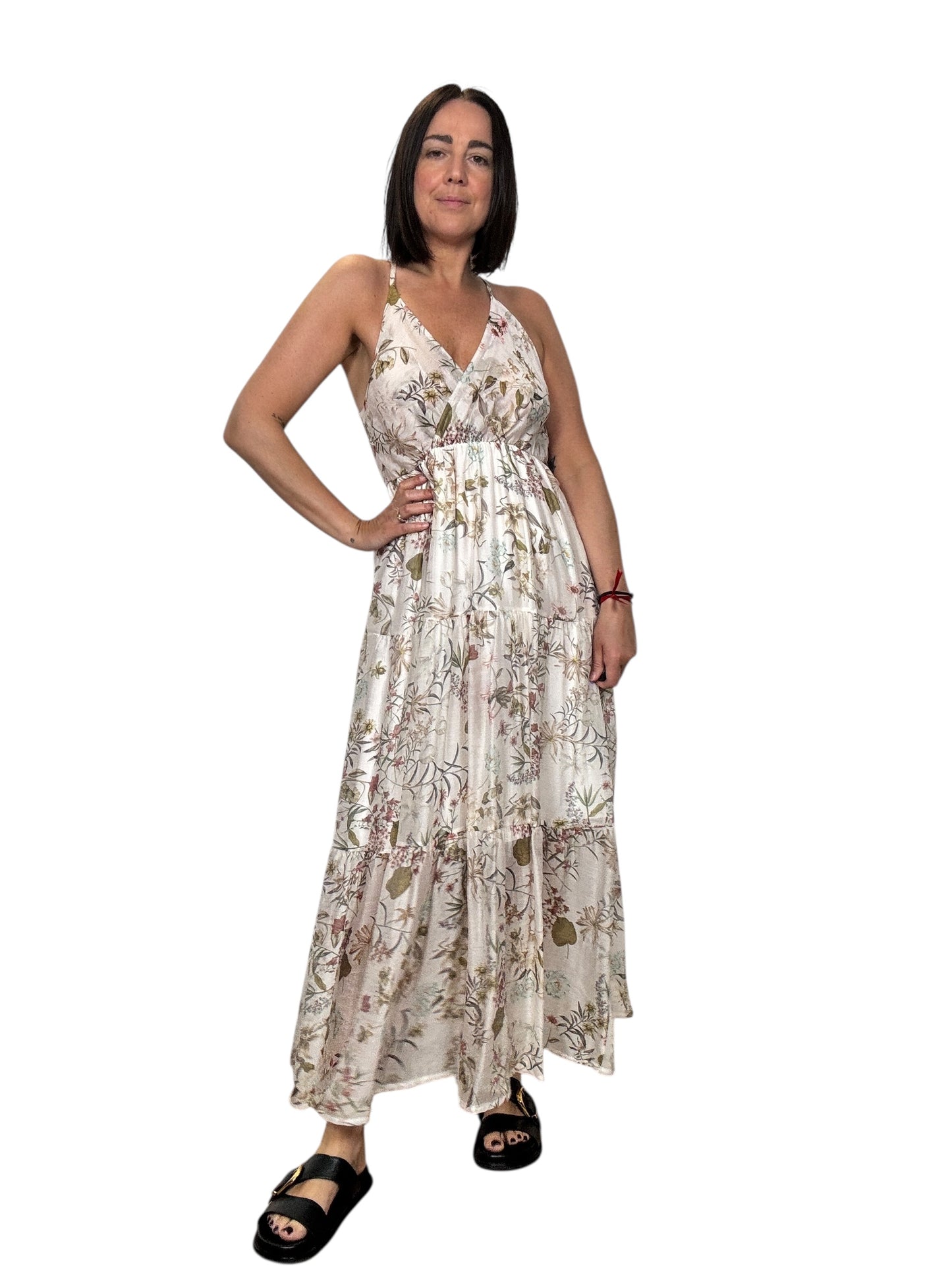 ABITO CON SPALLINA SOTTILE STAMPA FLOREALE SUSY MIX