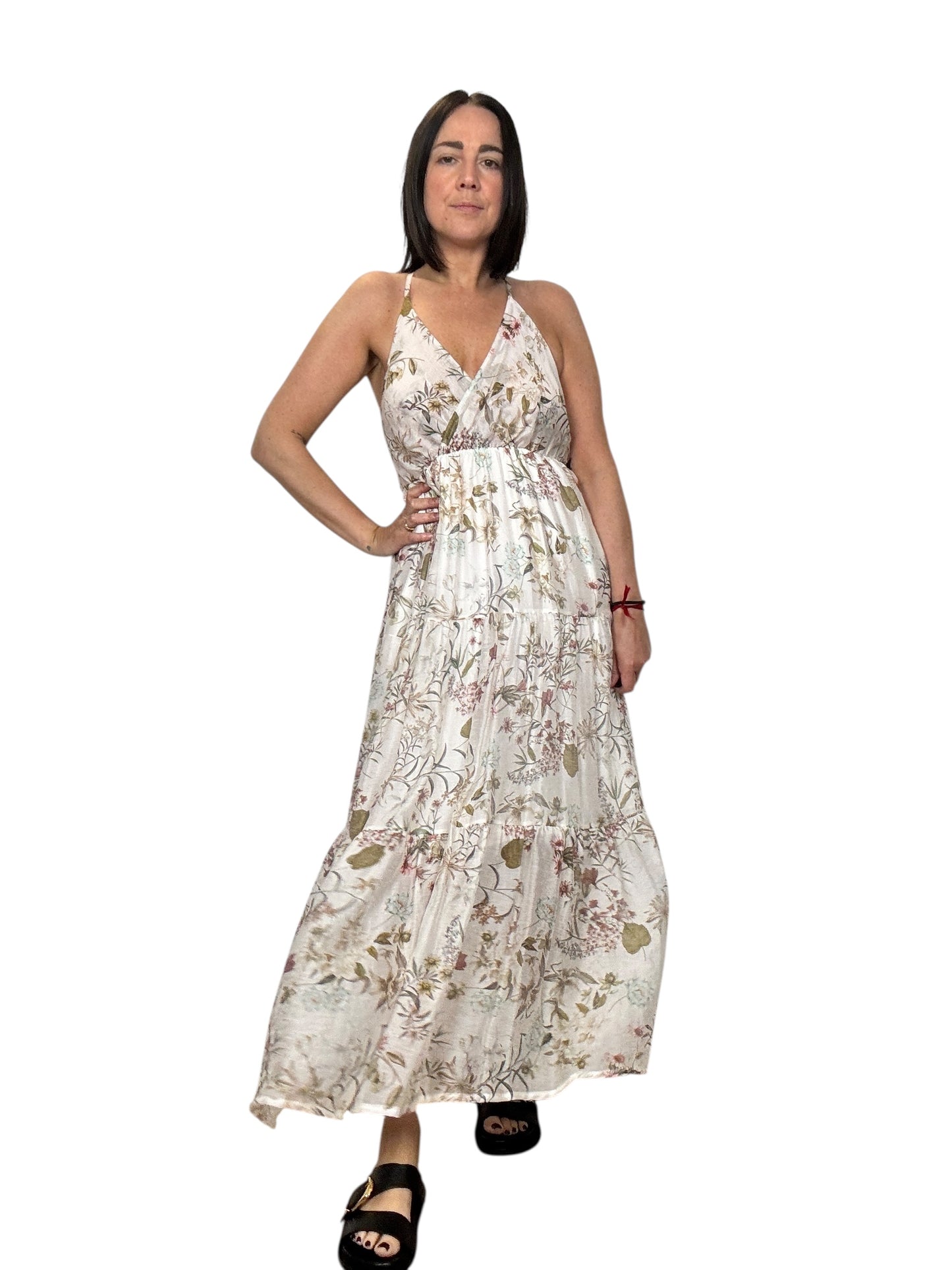 ABITO CON SPALLINA SOTTILE STAMPA FLOREALE SUSY MIX