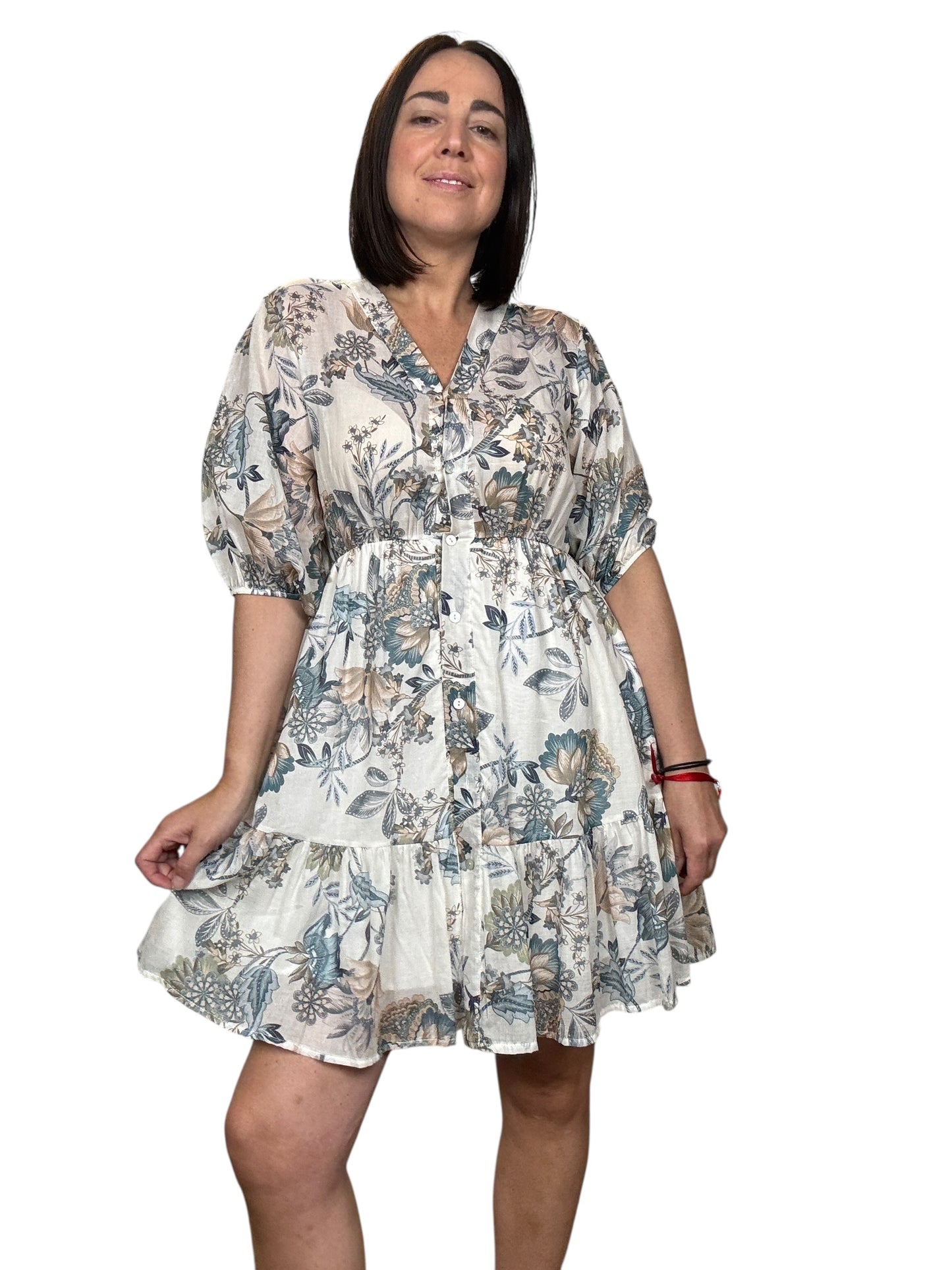 ABITO CORTO A FIORI AZZURRI SUSY MIX