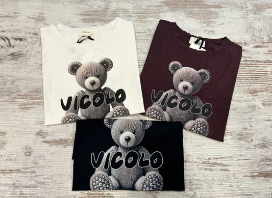 T-SHIRT ORSETTO STAMPA PERLE VICOLO