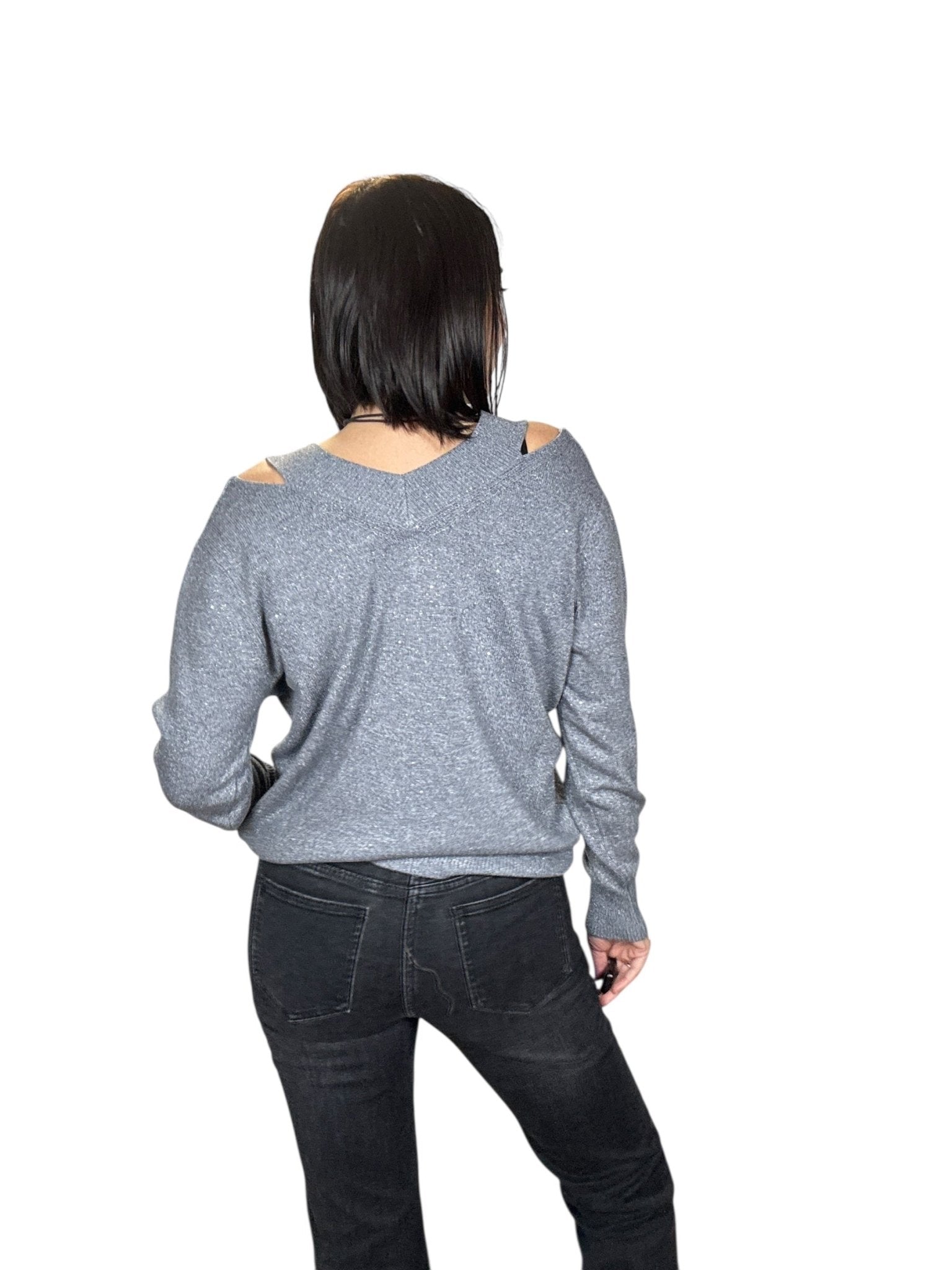 MAGLIA IN LUREX DOPPIO SCOLLO SUSY MIX - XE BLU ABBIGLIAMENTO