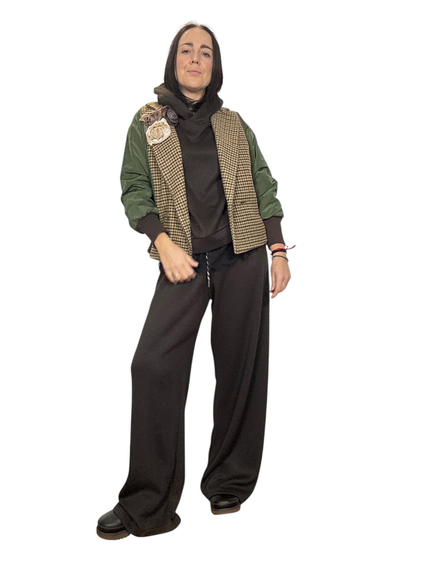 BOMBER VERDE CON INSERTO IN PIEDE POULE SUSY MIX