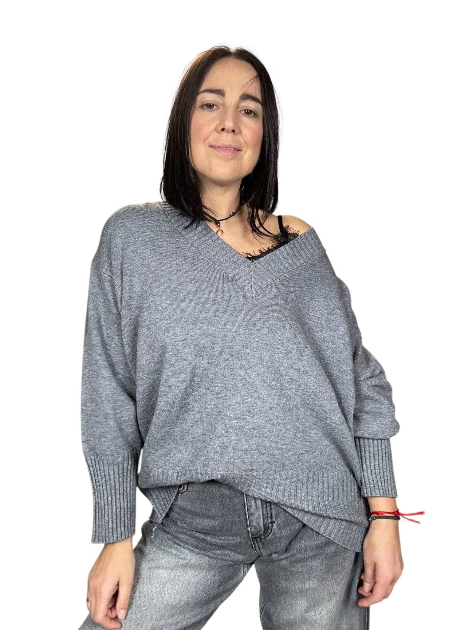 MAGLIA SCOLLO A V SUSY MIX - XE BLU ABBIGLIAMENTO