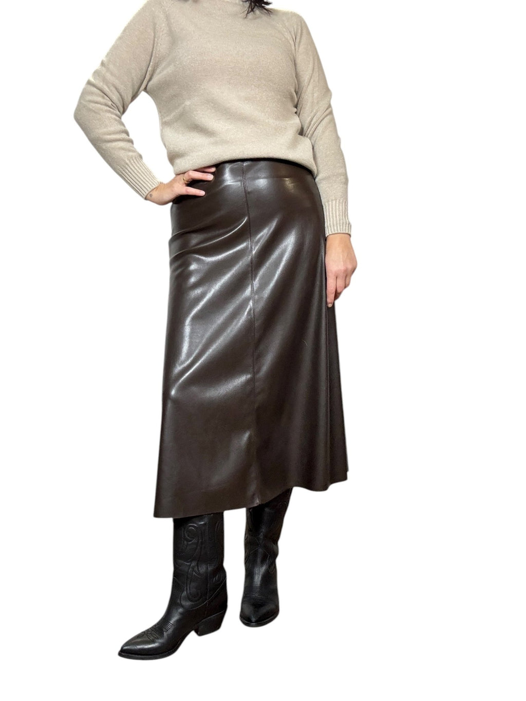 GONNA IN ECOPELLE SVASATA TENSIONE IN - XE BLU ABBIGLIAMENTO