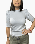 MAGLIA MANICA A SBUFFO HAVEONE - XE BLU ABBIGLIAMENTO