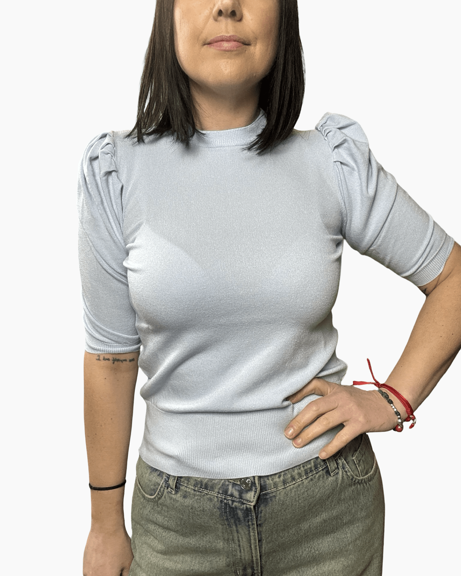 MAGLIA MANICA A SBUFFO HAVEONE - XE BLU ABBIGLIAMENTO