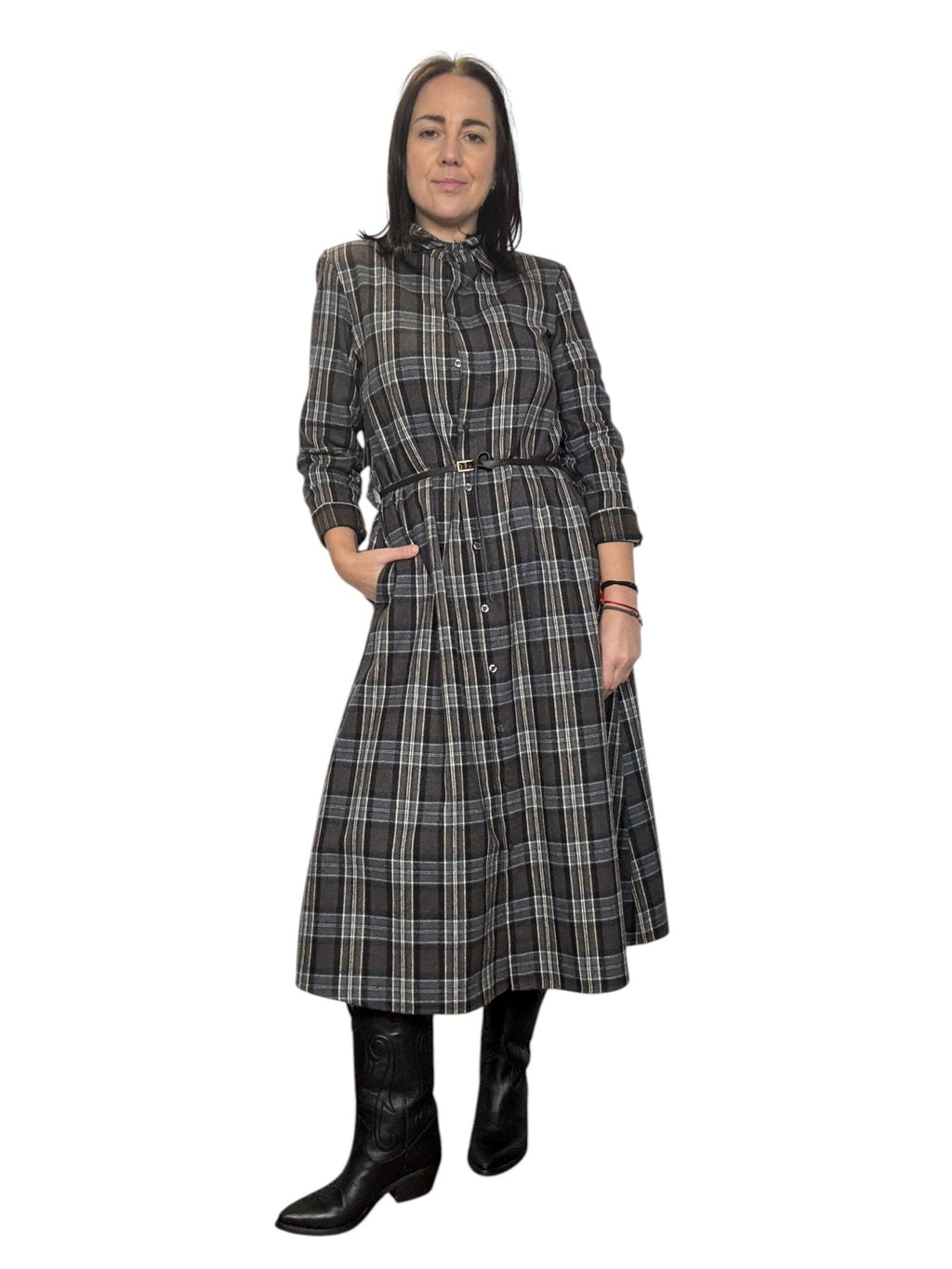 ABITO CHEMISIER CHECK GRIGIO SUSY MIX - XE BLU ABBIGLIAMENTO