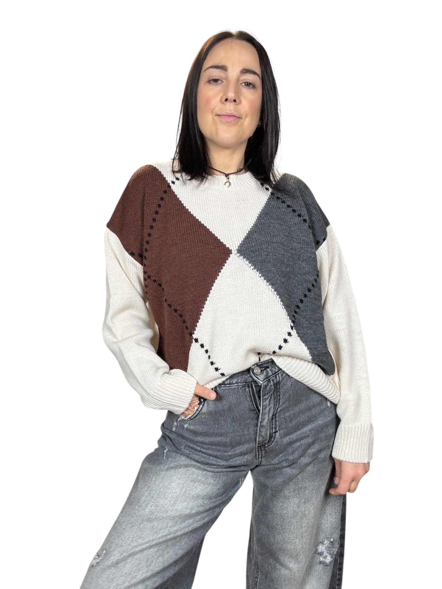 MAGLIA A ROMBI MOTEL - XE BLU ABBIGLIAMENTO