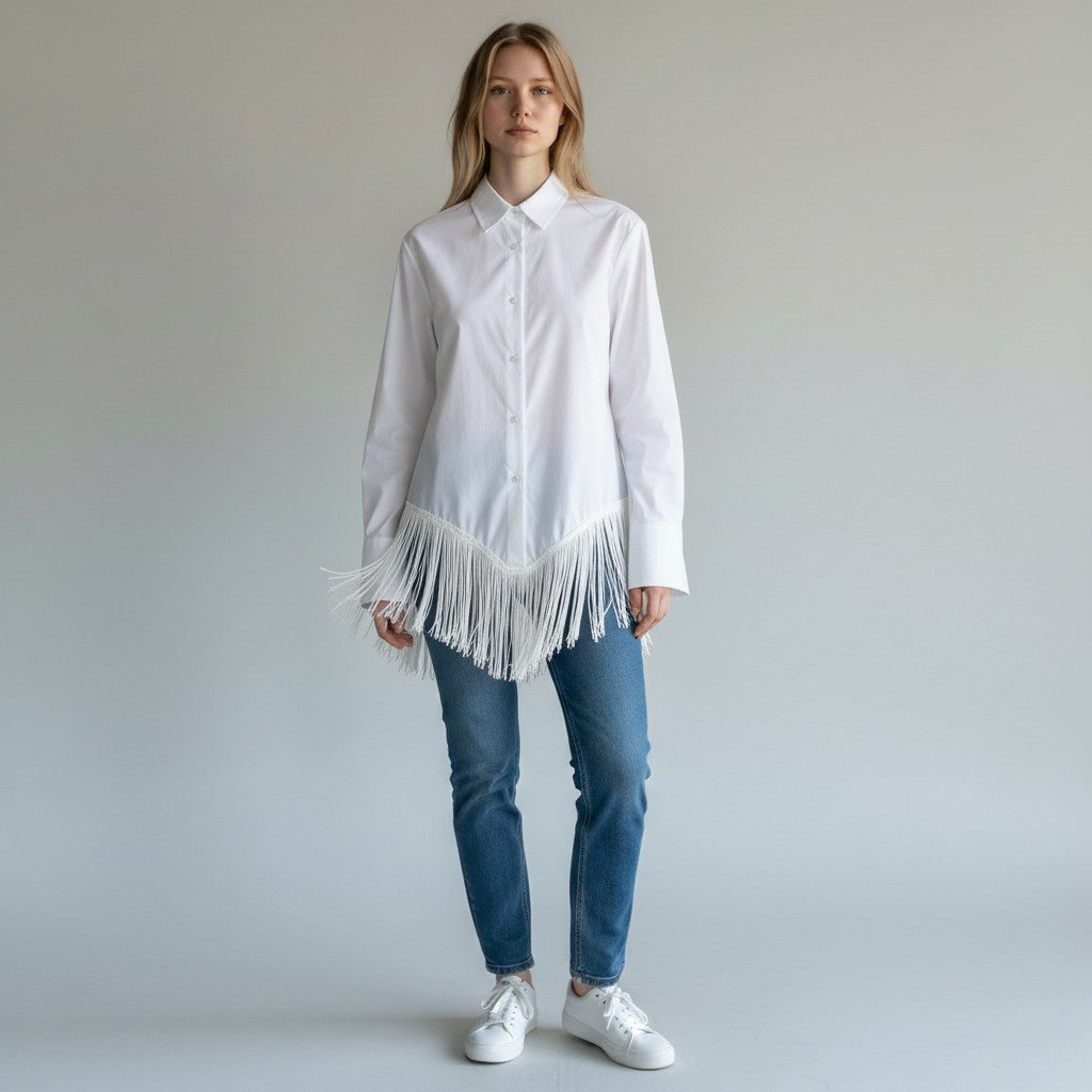 CAMICIA CON PUNTA E  FRANGE VICOLO