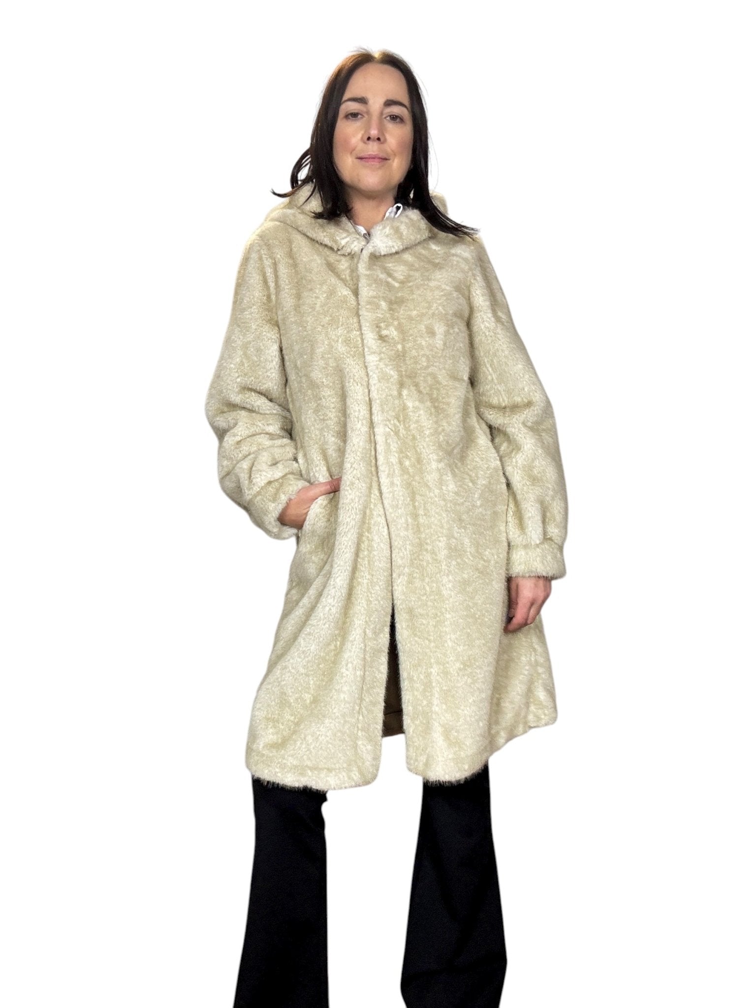 PELLICCIA LUNGA CON CAPPUCCIO SUSY MIX - XE BLU ABBIGLIAMENTO