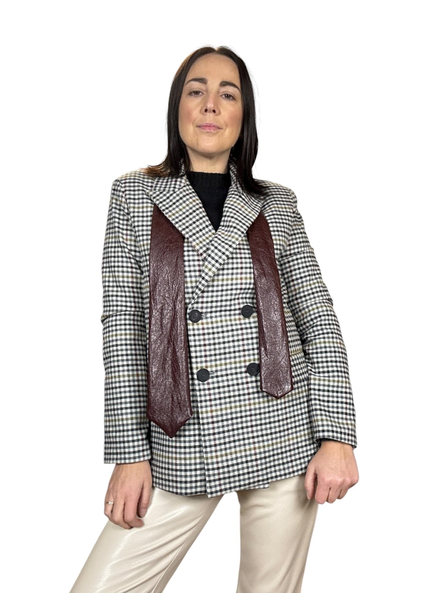 GIACCA DOPPIOPETTO A QUADRETTI TENSIONE IN - XE BLU ABBIGLIAMENTO