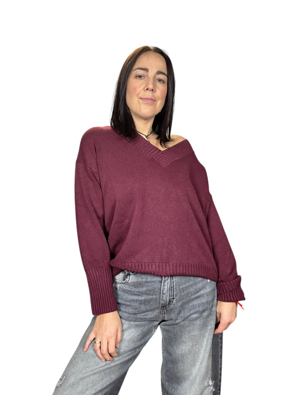 MAGLIA SCOLLO A V SUSY MIX - XE BLU ABBIGLIAMENTO