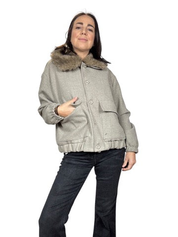 BOMBER CON COLLETTO IN ECOPELLICCIA SUSY MIX