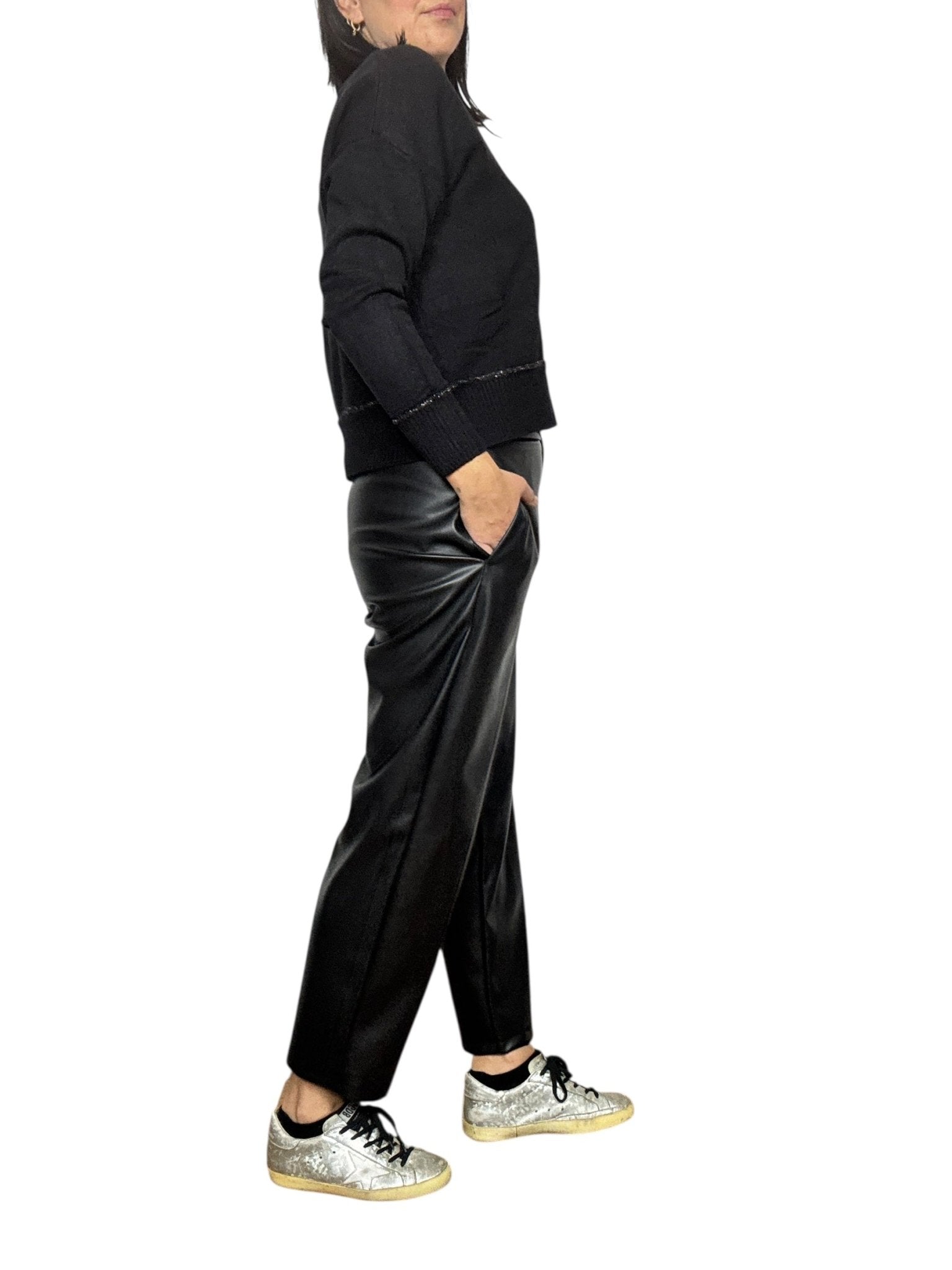 PANTALONE A UOVO IN ECOPELLE VICOLO - XE BLU ABBIGLIAMENTO