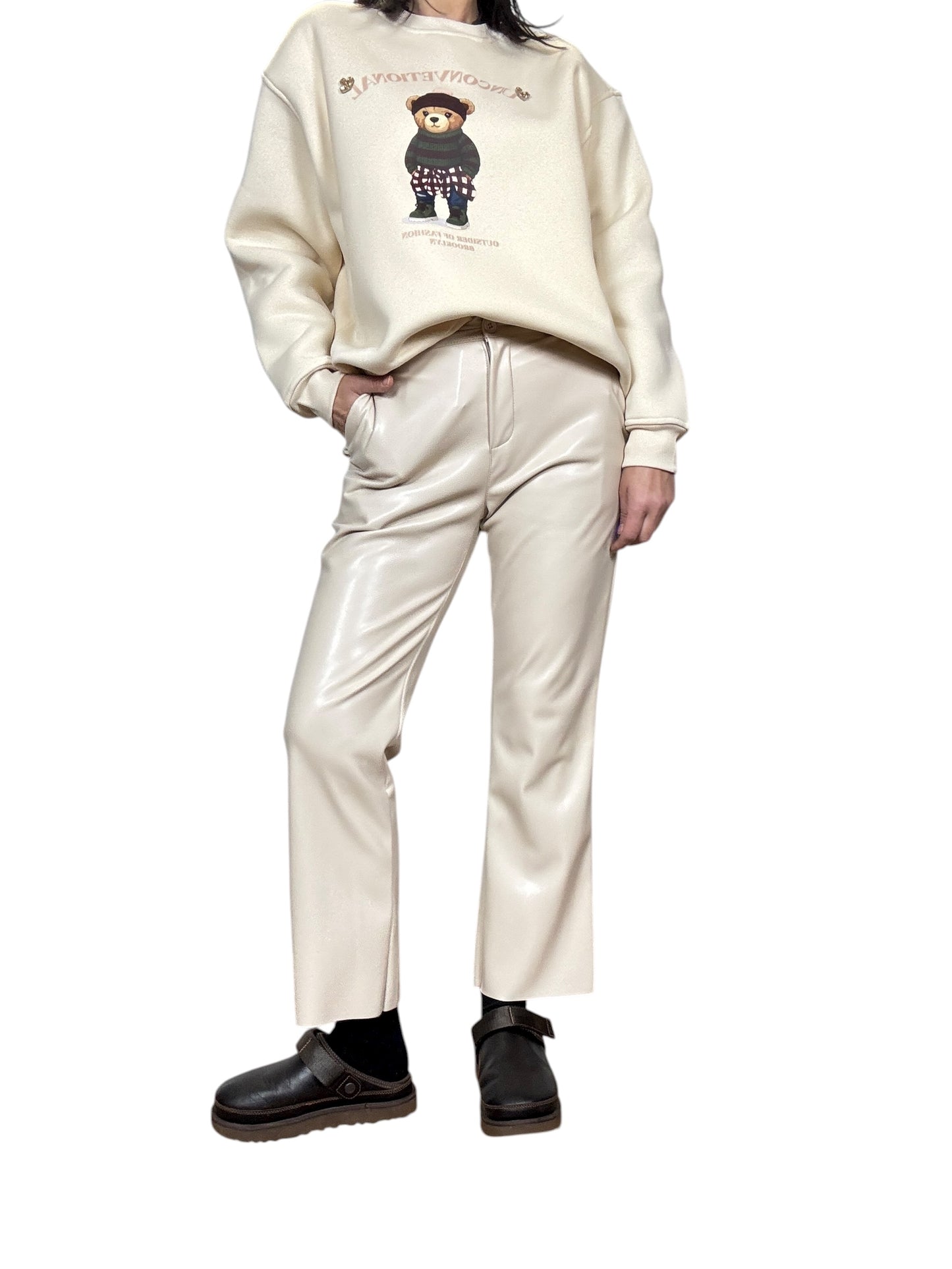 PANTALONE IN ECOPELLE A TROMBETTA TENSIONE IN