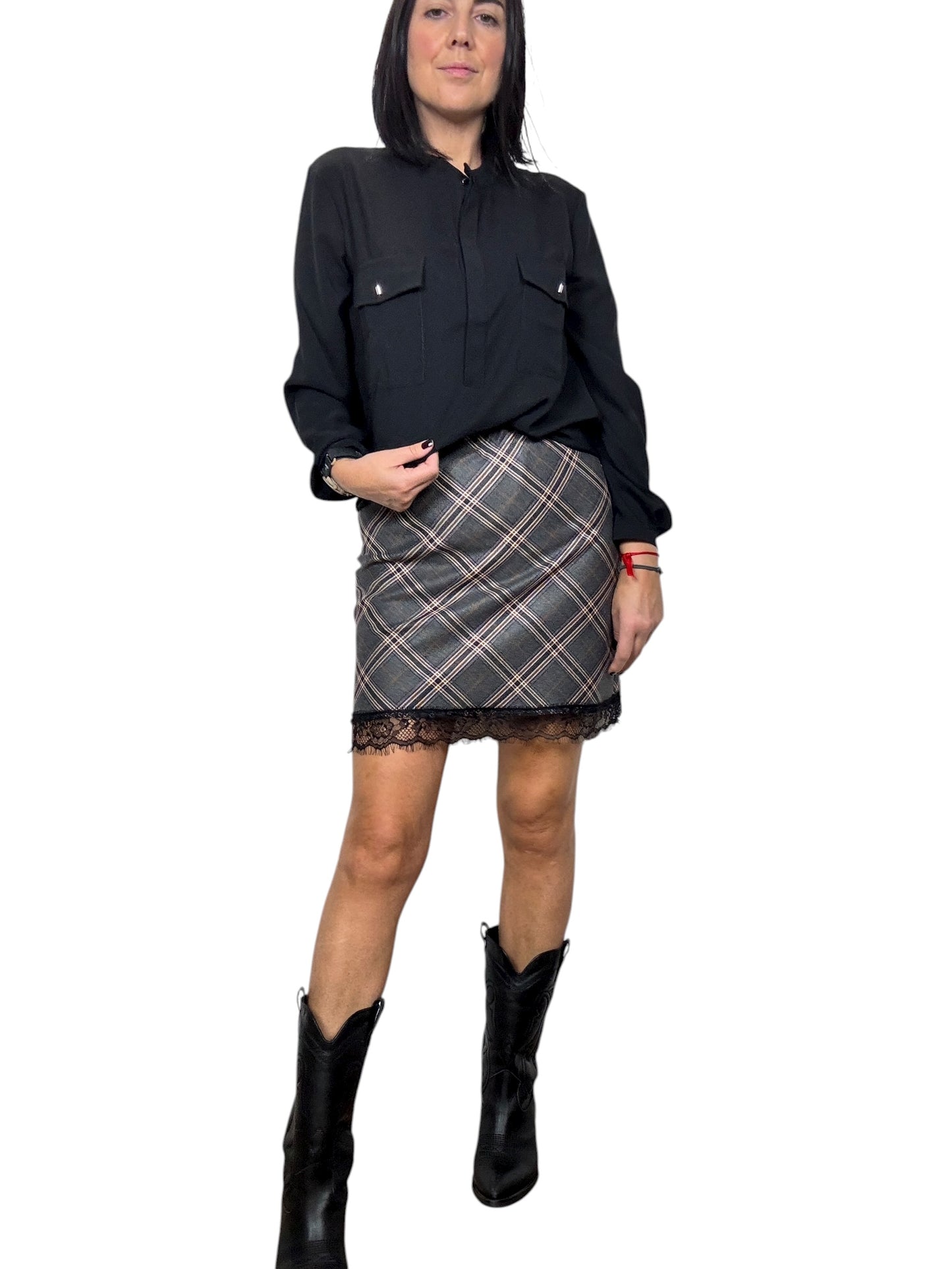 MINIGONNA CHECK CON PIZZO SUSY MIX