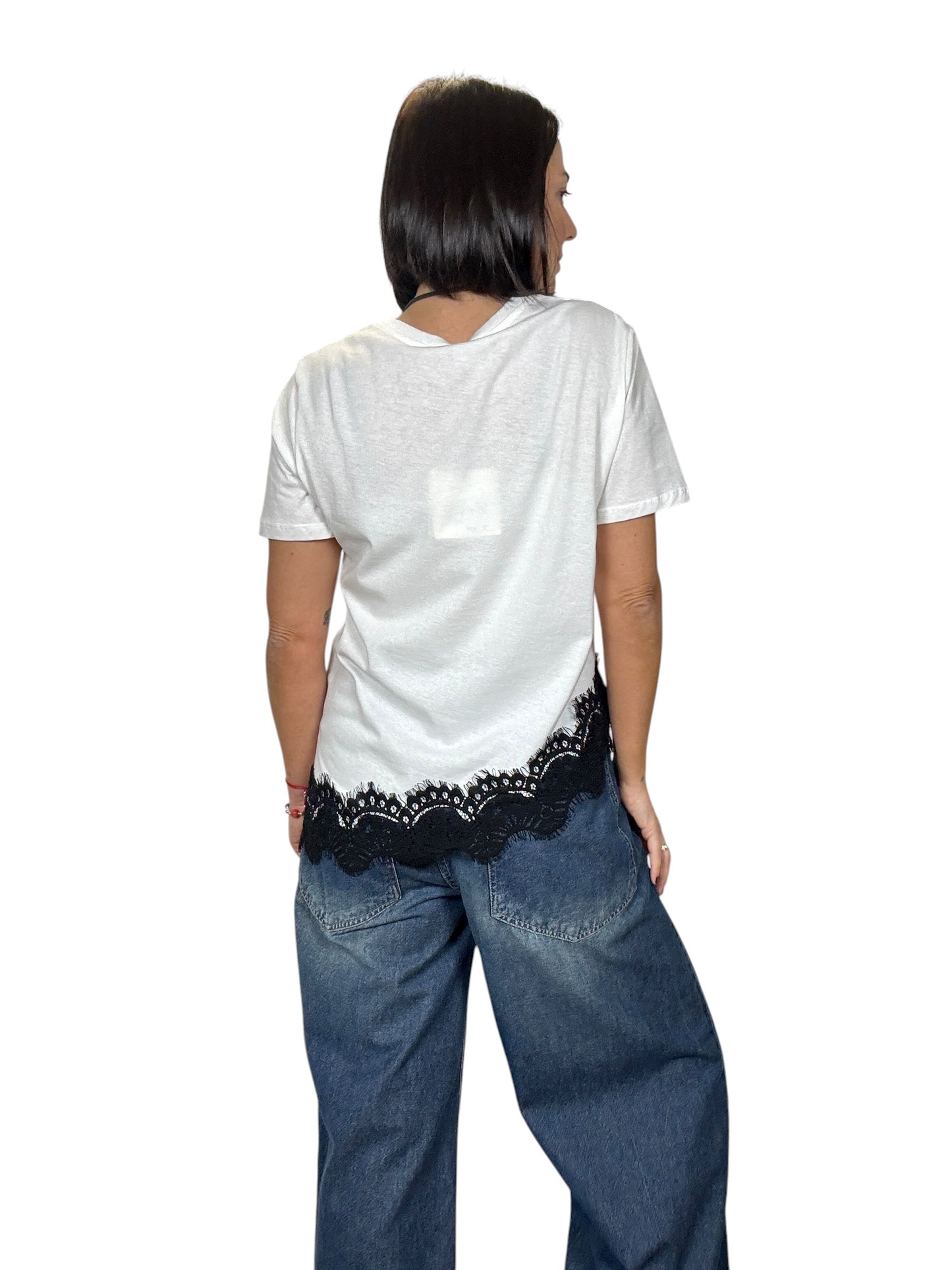 T-SHIRT INSERTO PIZZO TENSIONE IN