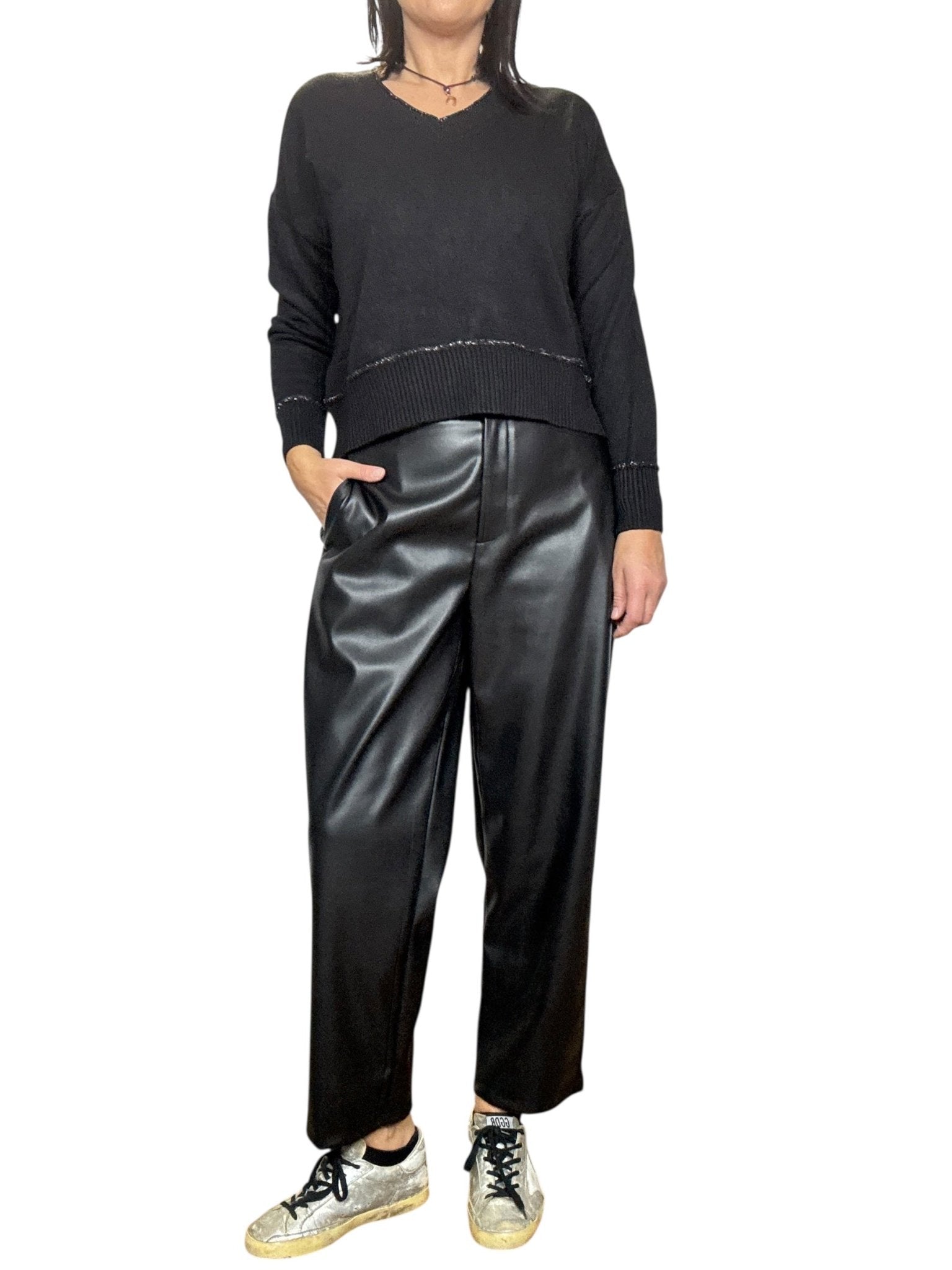 PANTALONE A UOVO IN ECOPELLE VICOLO - XE BLU ABBIGLIAMENTO