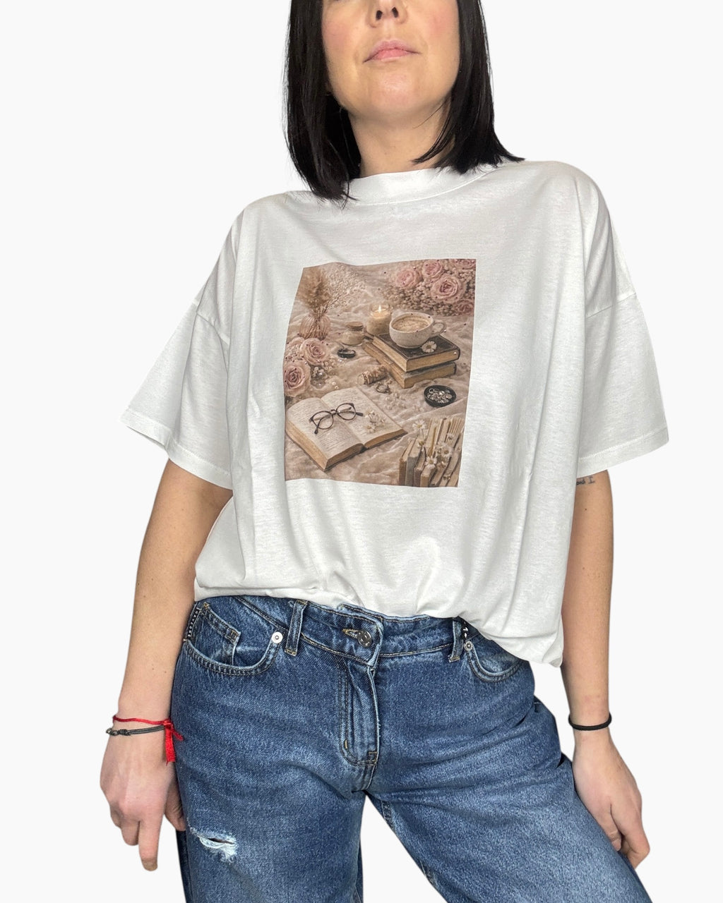 T - SHIRT STAMPA LIBRI VICOLO - XE BLU ABBIGLIAMENTO