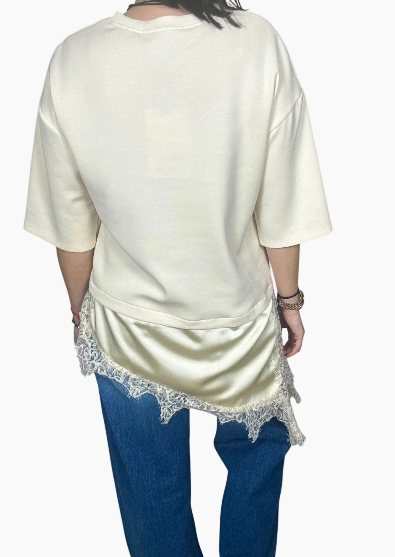 FELPA INSERTO LINGERIE A MANICA CORTA HAVEONE - XE BLU ABBIGLIAMENTO