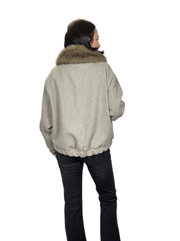 BOMBER CON COLLETTO IN ECOPELLICCIA SUSY MIX
