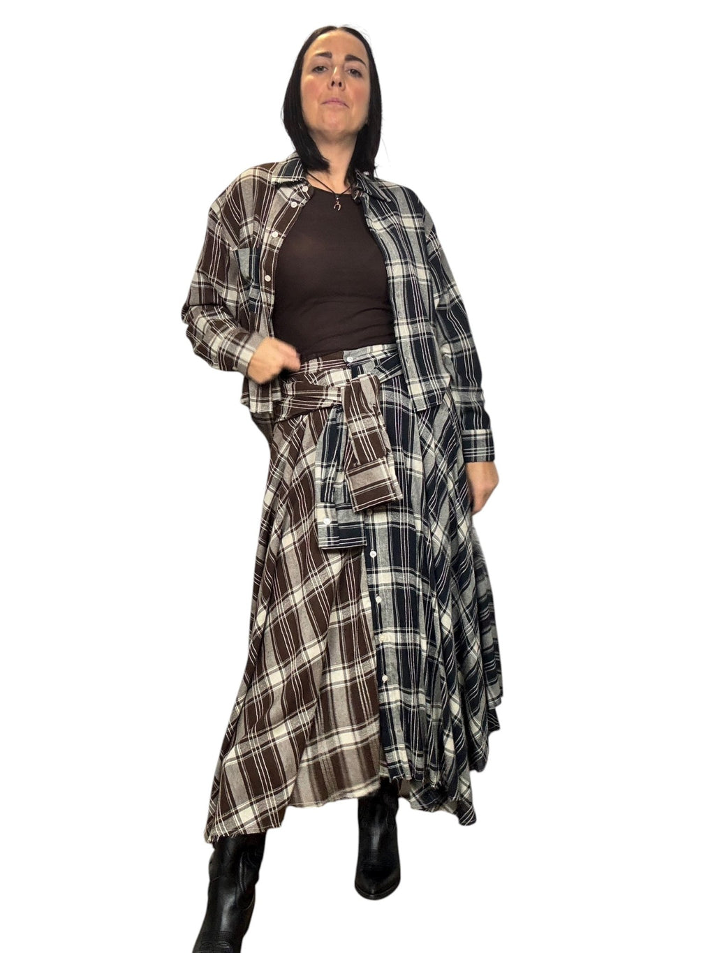 CAMICIA CHECK MARRONE DIXIE - XE BLU ABBIGLIAMENTO