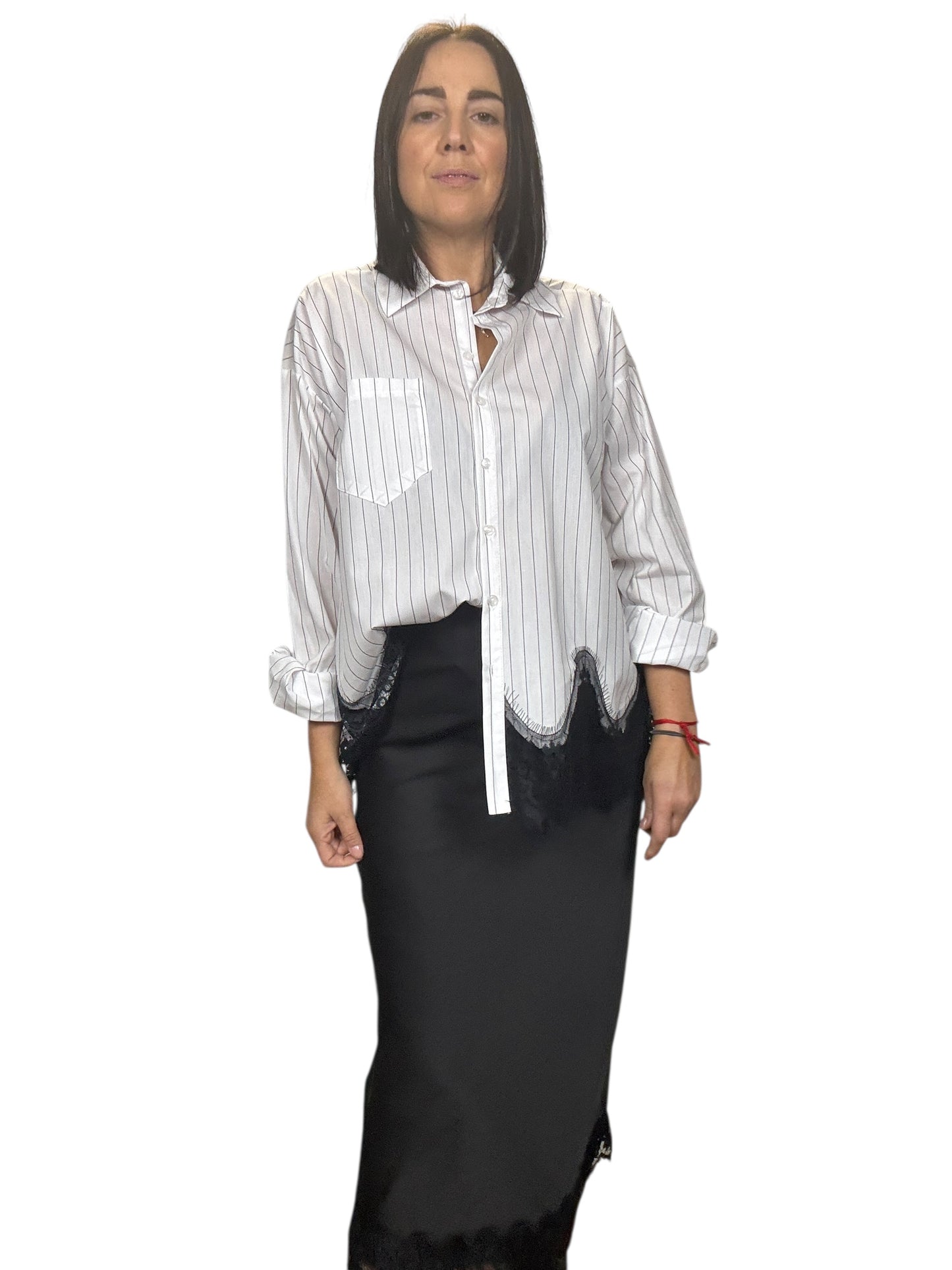 CAMICIA IN COTONE CON INSERTO IN PIZZO MOTEL
