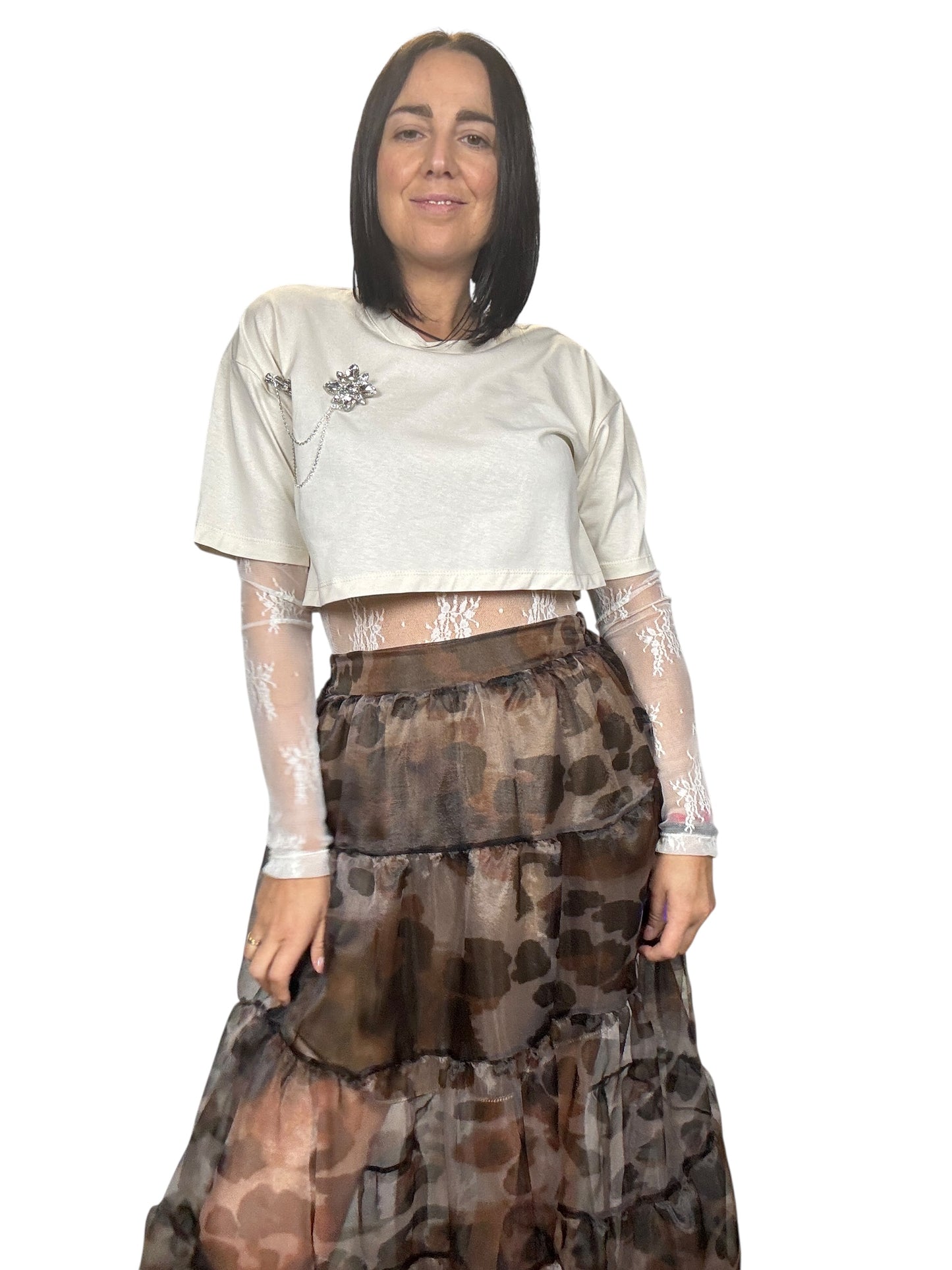 MAGLIETTA IN PIZZO CON BODY SUSY MIX