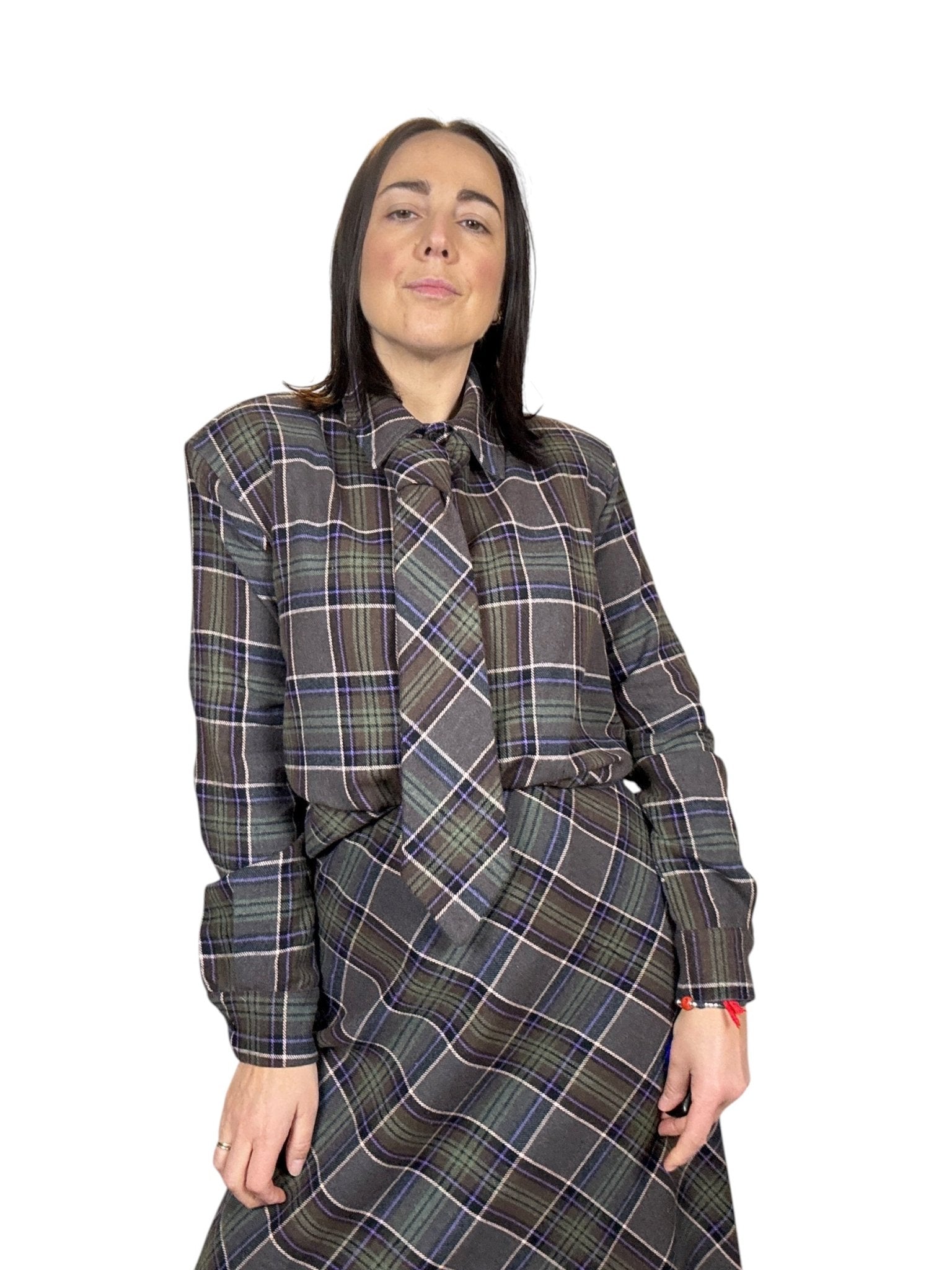 CAMICIA CON CRAVATTA CHECK TENSIONE IN - XE BLU ABBIGLIAMENTO