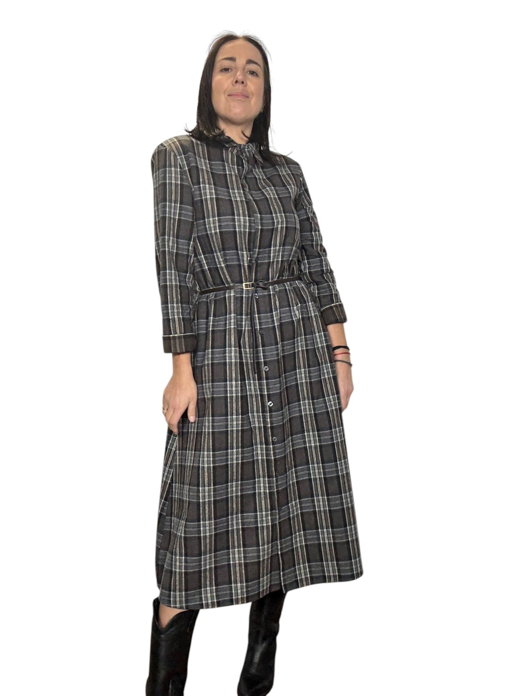 ABITO CHEMISIER CHECK GRIGIO SUSY MIX - XE BLU ABBIGLIAMENTO