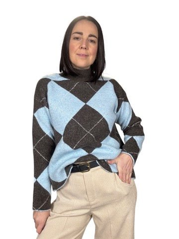 MAGLIA MORBIDOSA A ROMBI (OVER) SUSY MIX - XE BLU ABBIGLIAMENTO