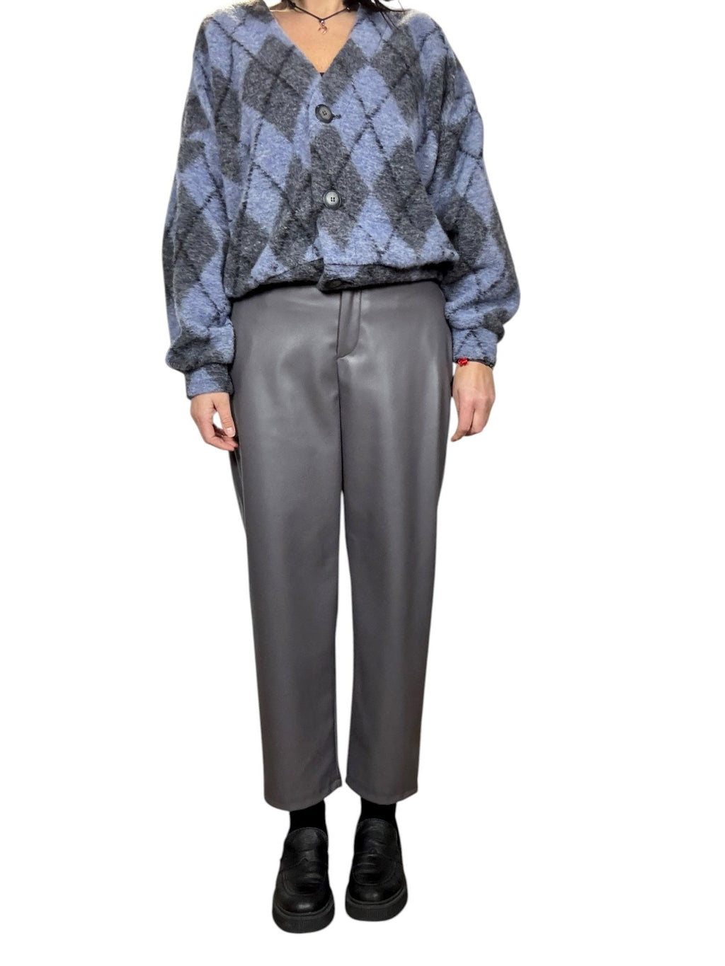 PANTALONE A UOVO IN ECOPELLE VICOLO - XE BLU ABBIGLIAMENTO