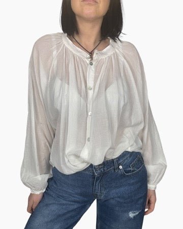 CAMICIA IN MUSSOLA TINTA UNITA SUSY MIX - XE BLU ABBIGLIAMENTO