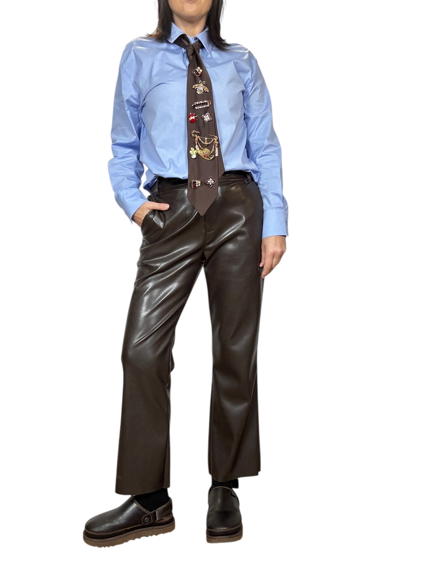 PANTALONE IN ECOPELLE A TROMBETTA TENSIONE IN